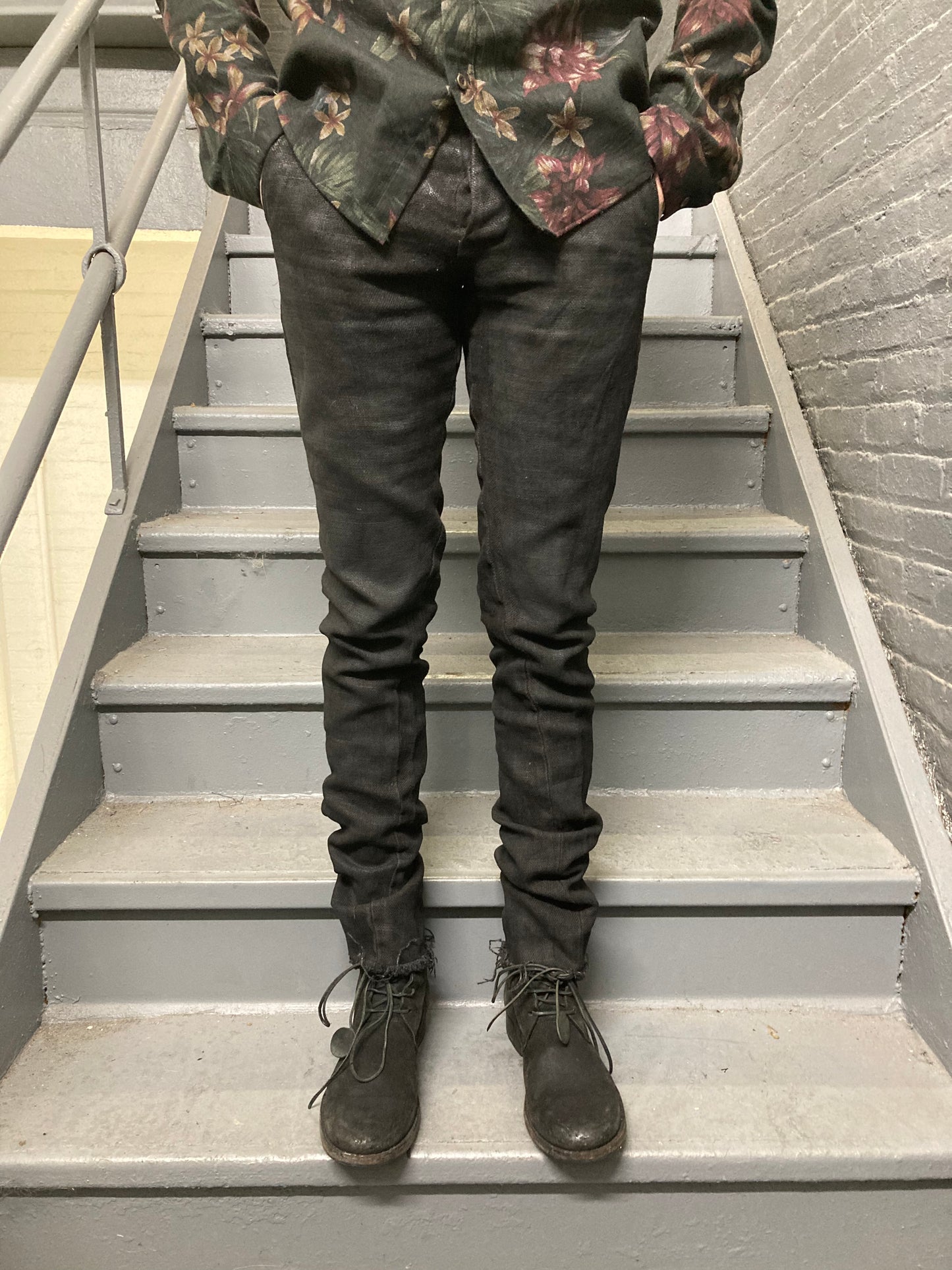 ARCHIVE ADDITIONS - COATED MINIMALIST SLIM PANTS - BLACK