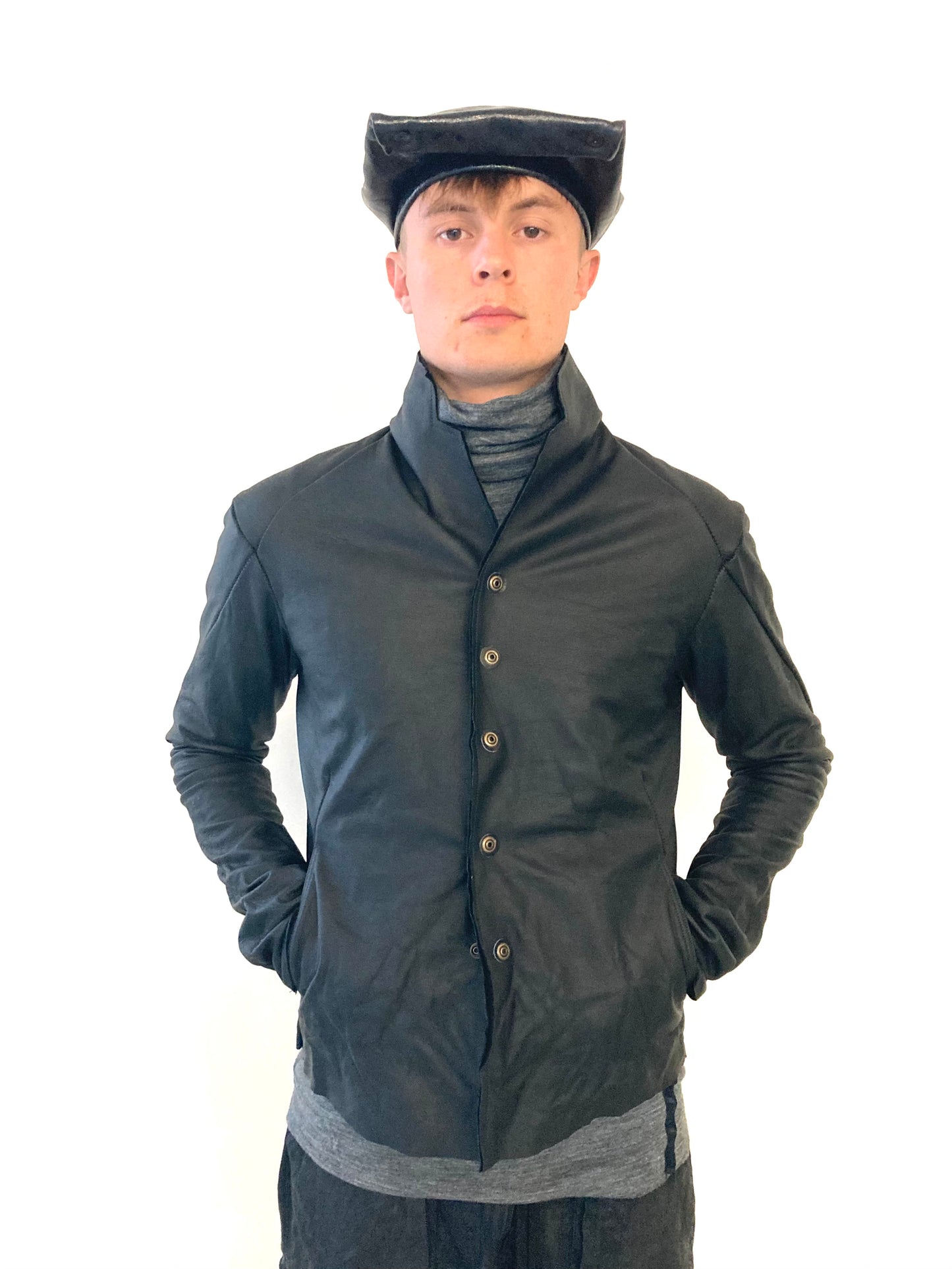 KNG13 || PROTOLOGICAL ARCHETYPE LEATHER SHIRT JACKET || BLACK