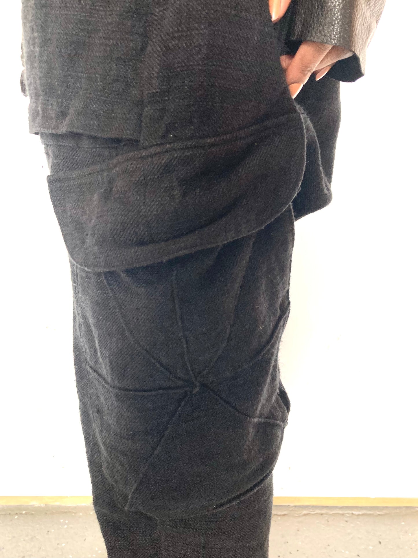 KNG13 || FEMME - KITE POCKET MILITIA PANTS || COTTON + LINEN - BLACK