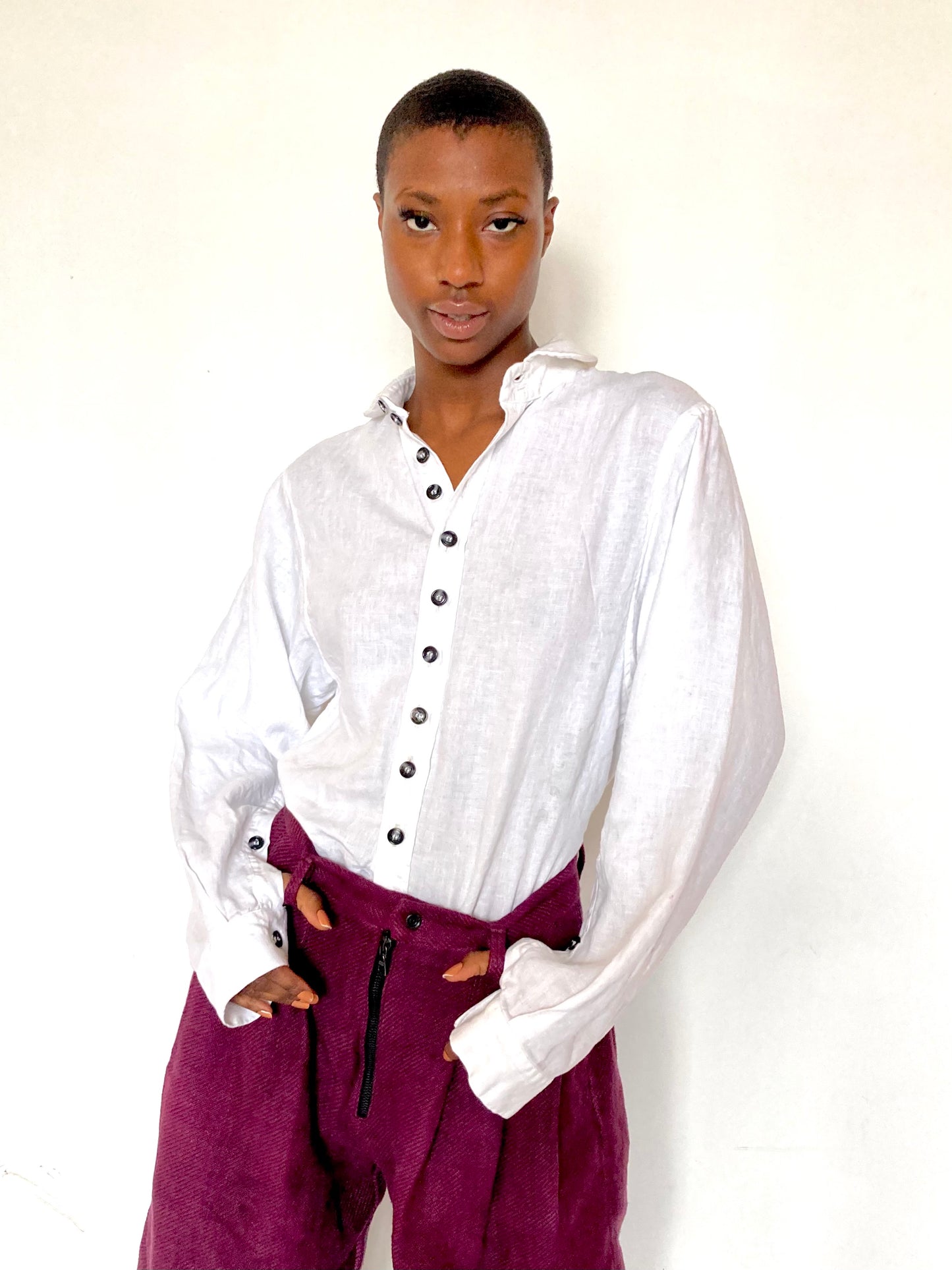 KNG13 || OVERSIZED CLASSIC SHIRT || 100% LINEN WHITE