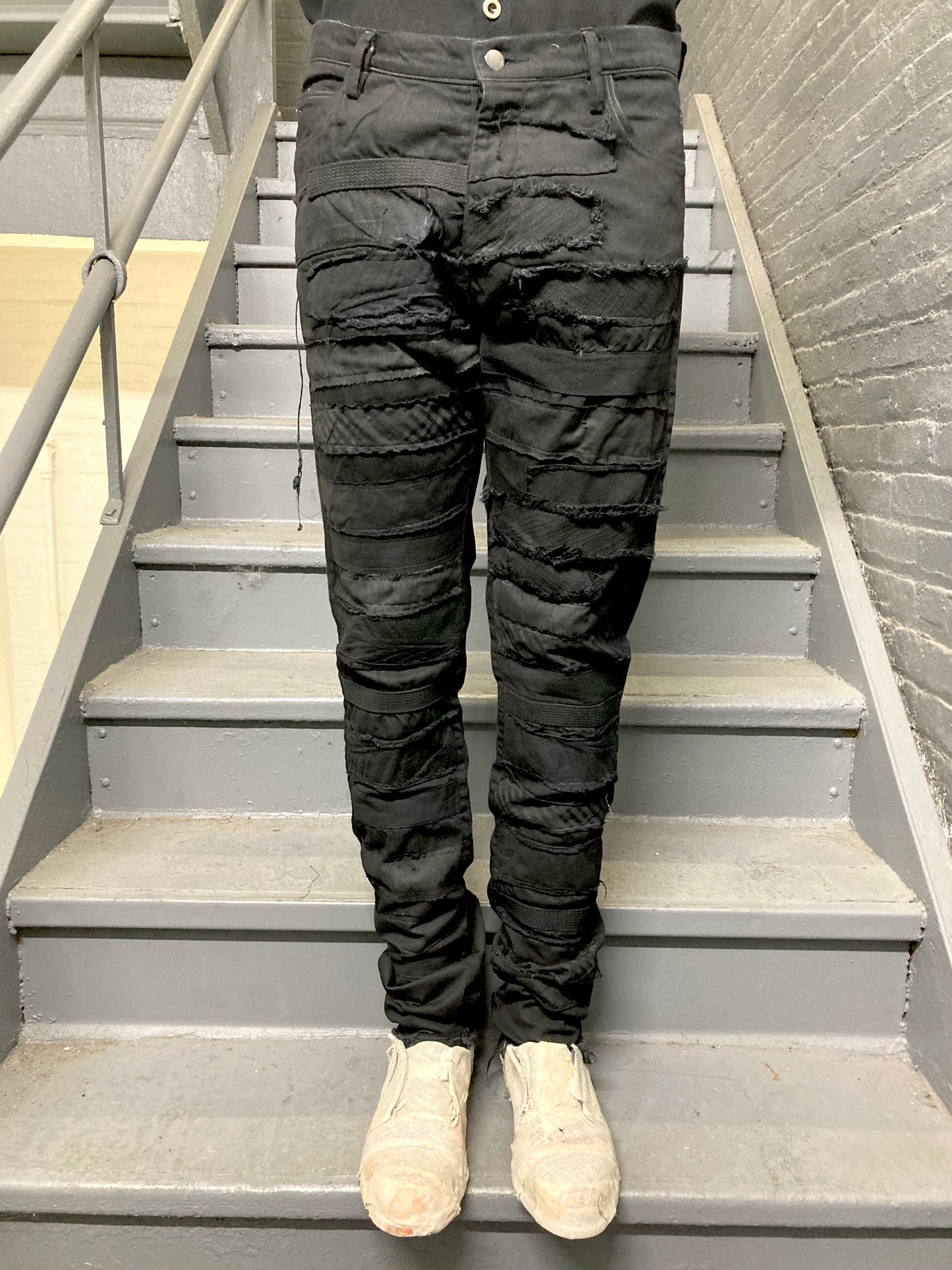 ARCHIVE ADDITIONS - PATCHWORK MUMMIFIED |ZERO| JEANS - OVERDYED + COATED BLACK