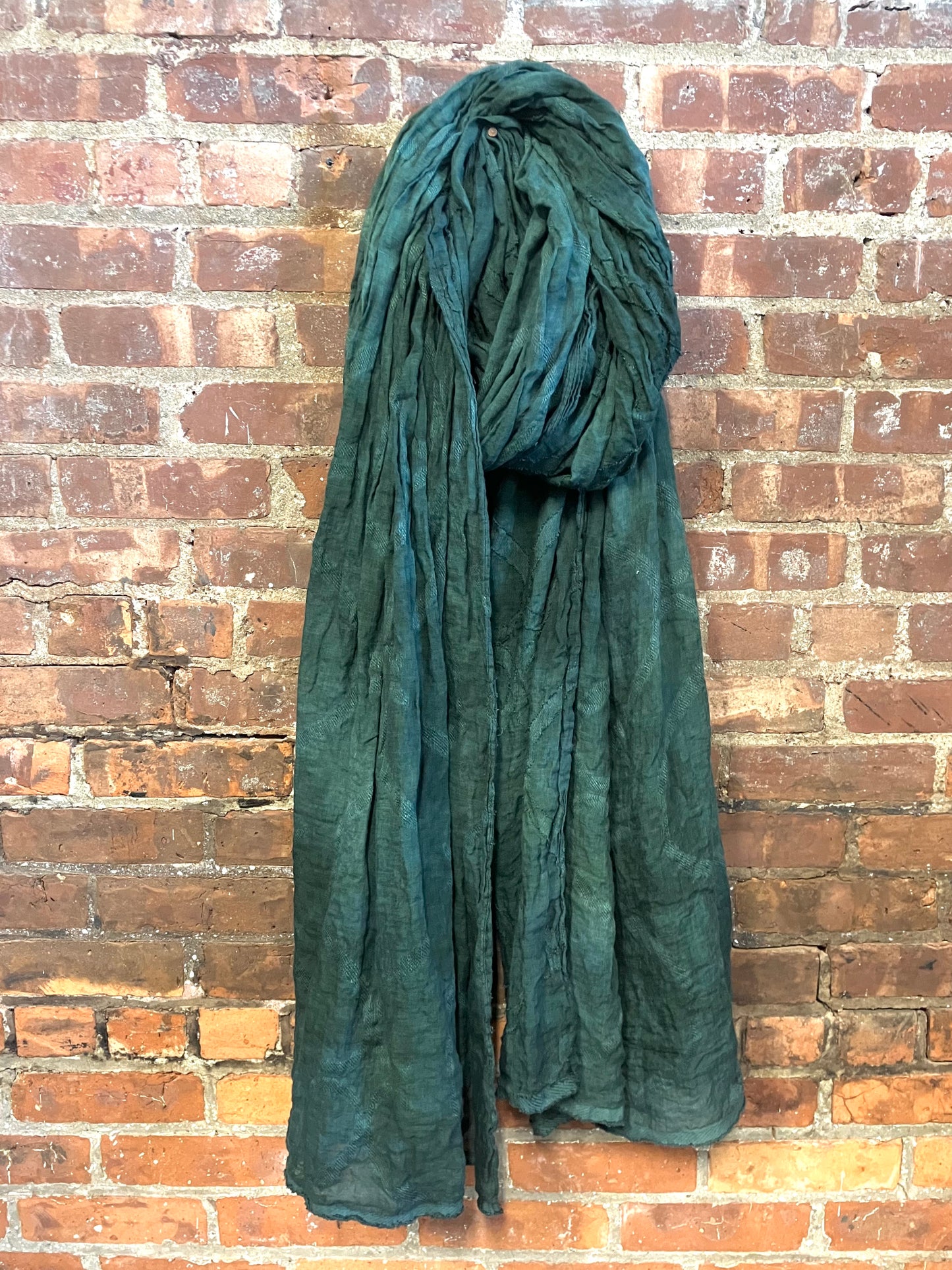 SS23 LINEN DOUBLE WIDTH SCARF - GREEN
