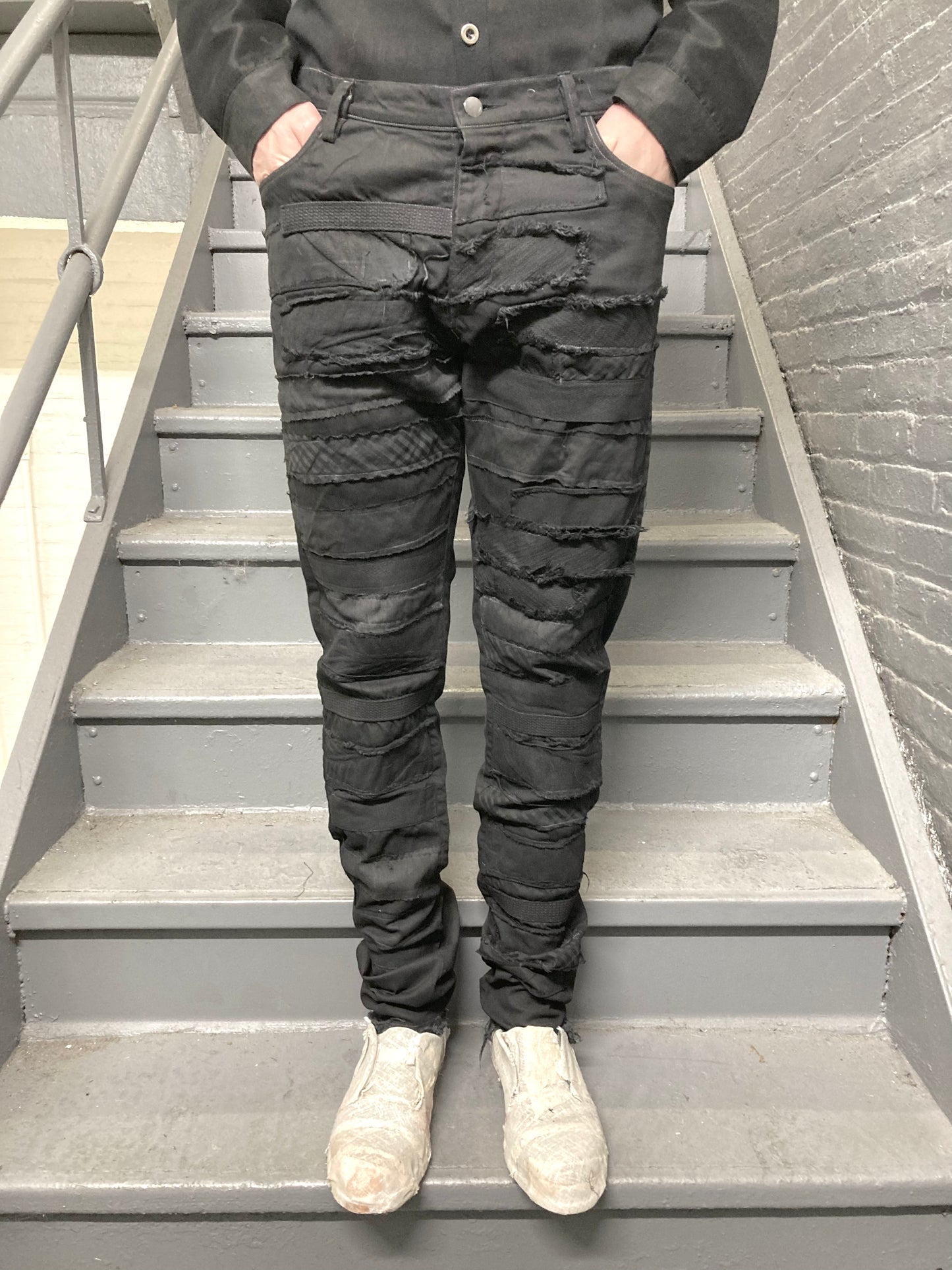 ARCHIVE ADDITIONS - PATCHWORK MUMMIFIED |ZERO| JEANS - OVERDYED + COATED BLACK