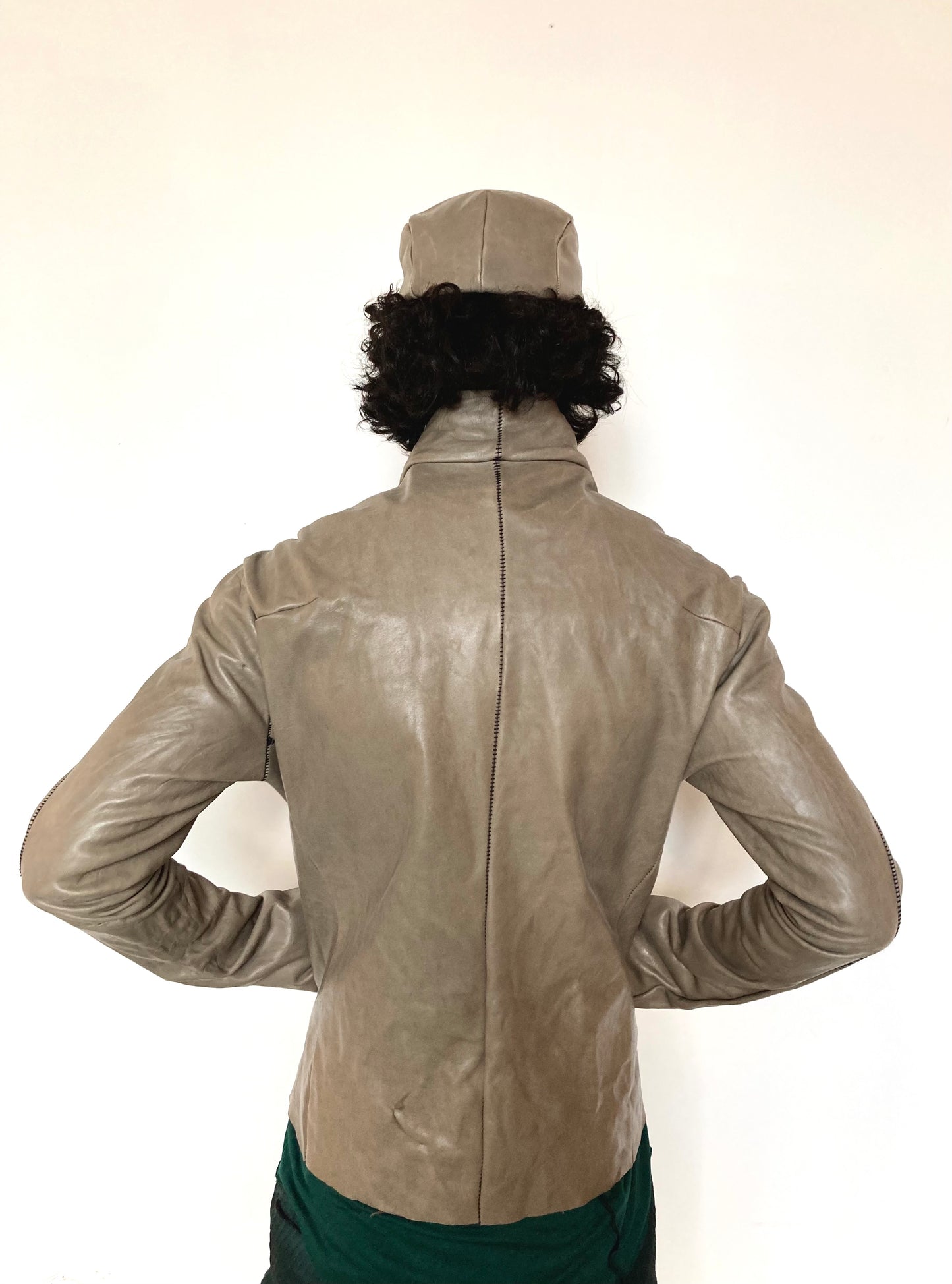 KNG13 || PROTOLOGICAL ARCHETYPE LEATHER SHIRT JACKET || KHAKI