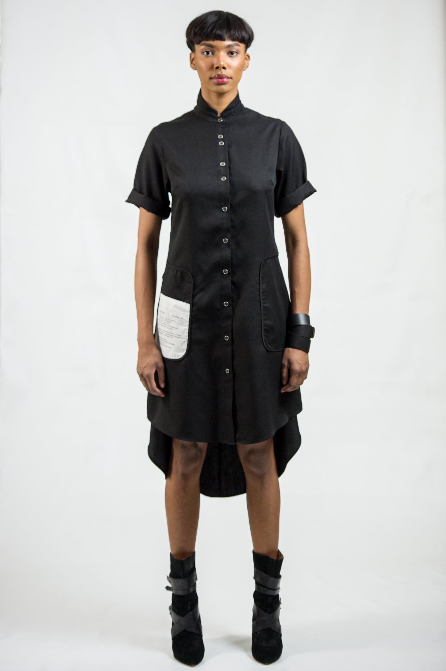'SAPPHO' DRESS - COTTON SATEEN/ BLACK