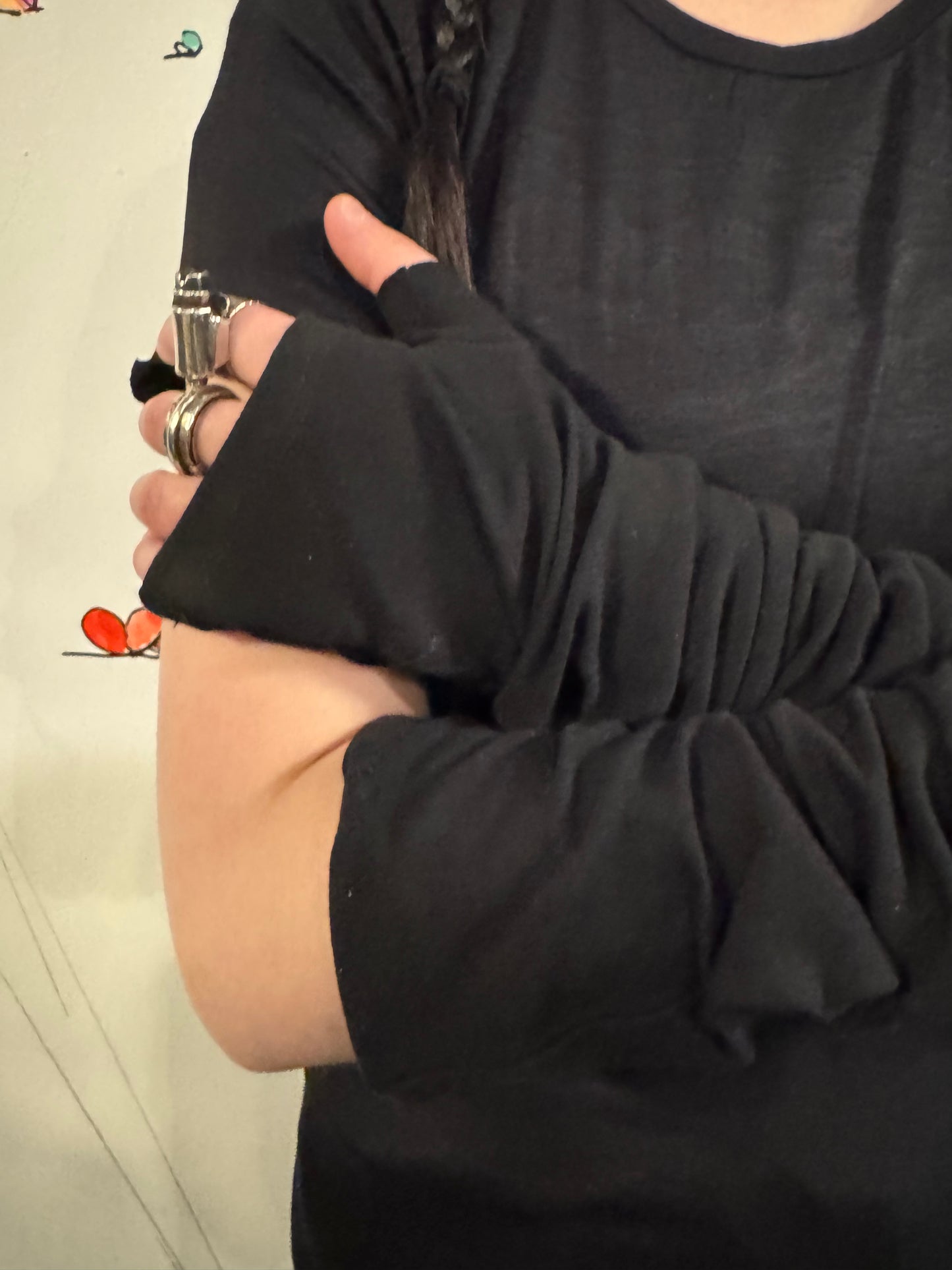ZB- A  || CONNECTED CIRCLE  GAUNTLETS || OD BLACK + BLACK COTTON