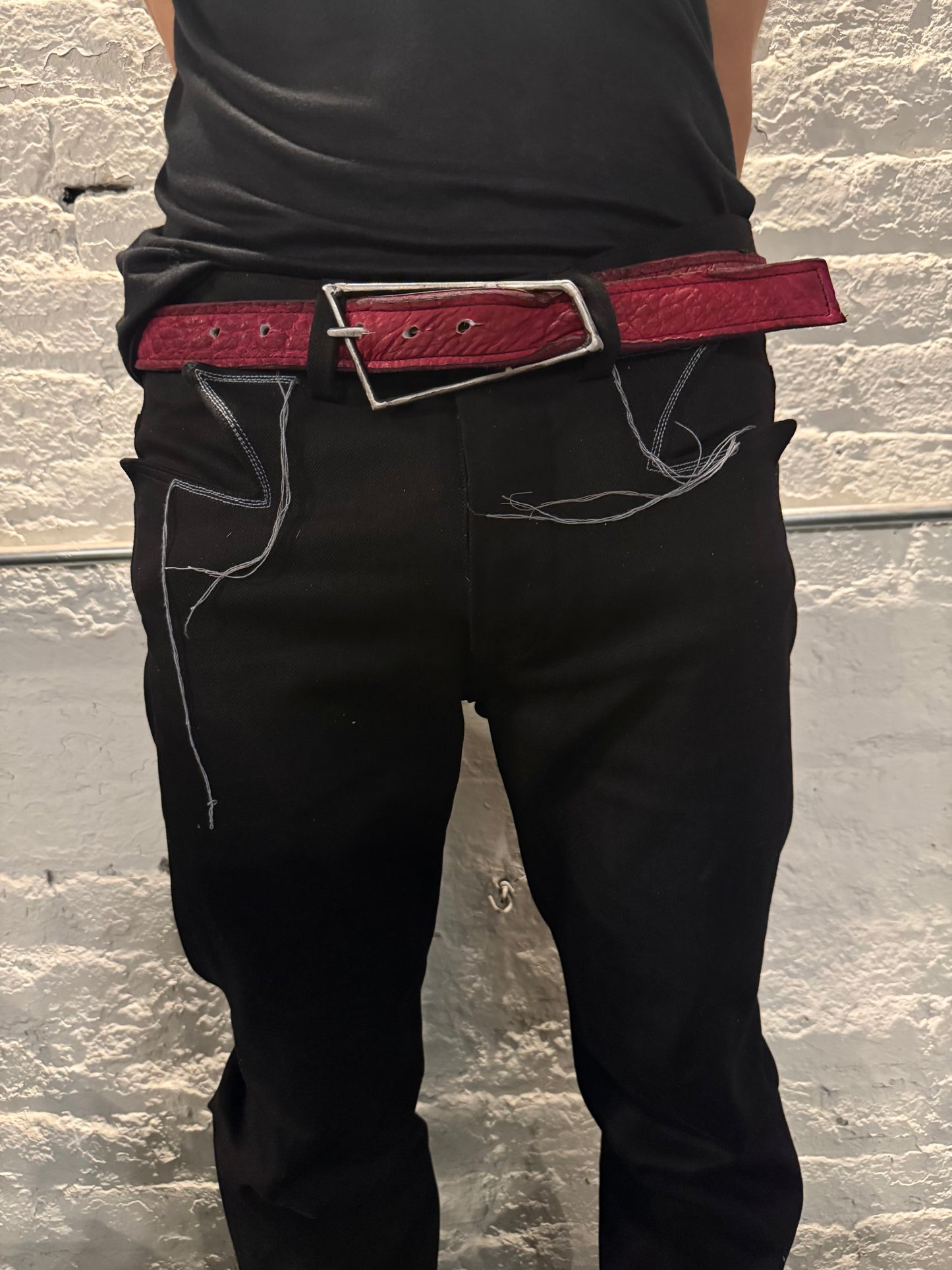 ZB- A|BLT|  || 1.25 INCH " PERSPECTIVE" BUCKLE BELT || RED BISON