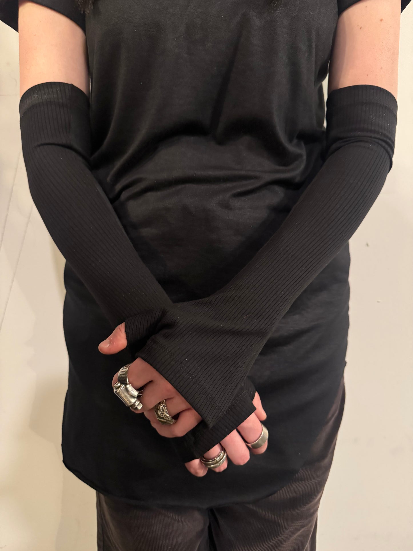 ZB- A  || .5 LONG  ARM GAUNTLETS || COTTON + RIBBED KNIT