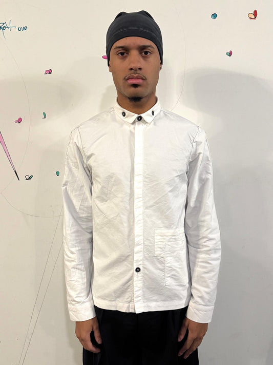 SS26 || FAULTED SHOULDER - |BOX| SHIRT -  LONG SLEEVE || WHITE COTTON