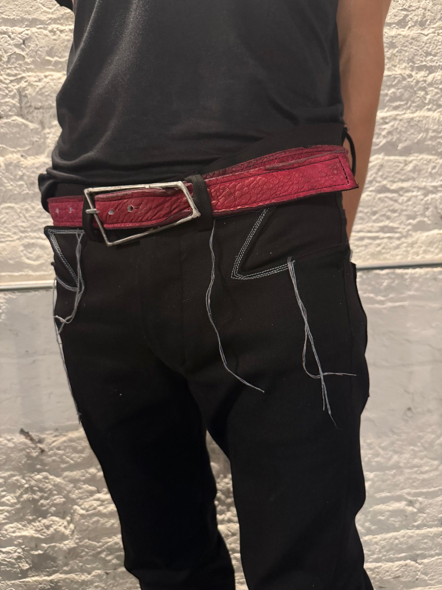 ZB- A|BLT|  || 1.25 INCH " PERSPECTIVE" BUCKLE BELT || RED BISON