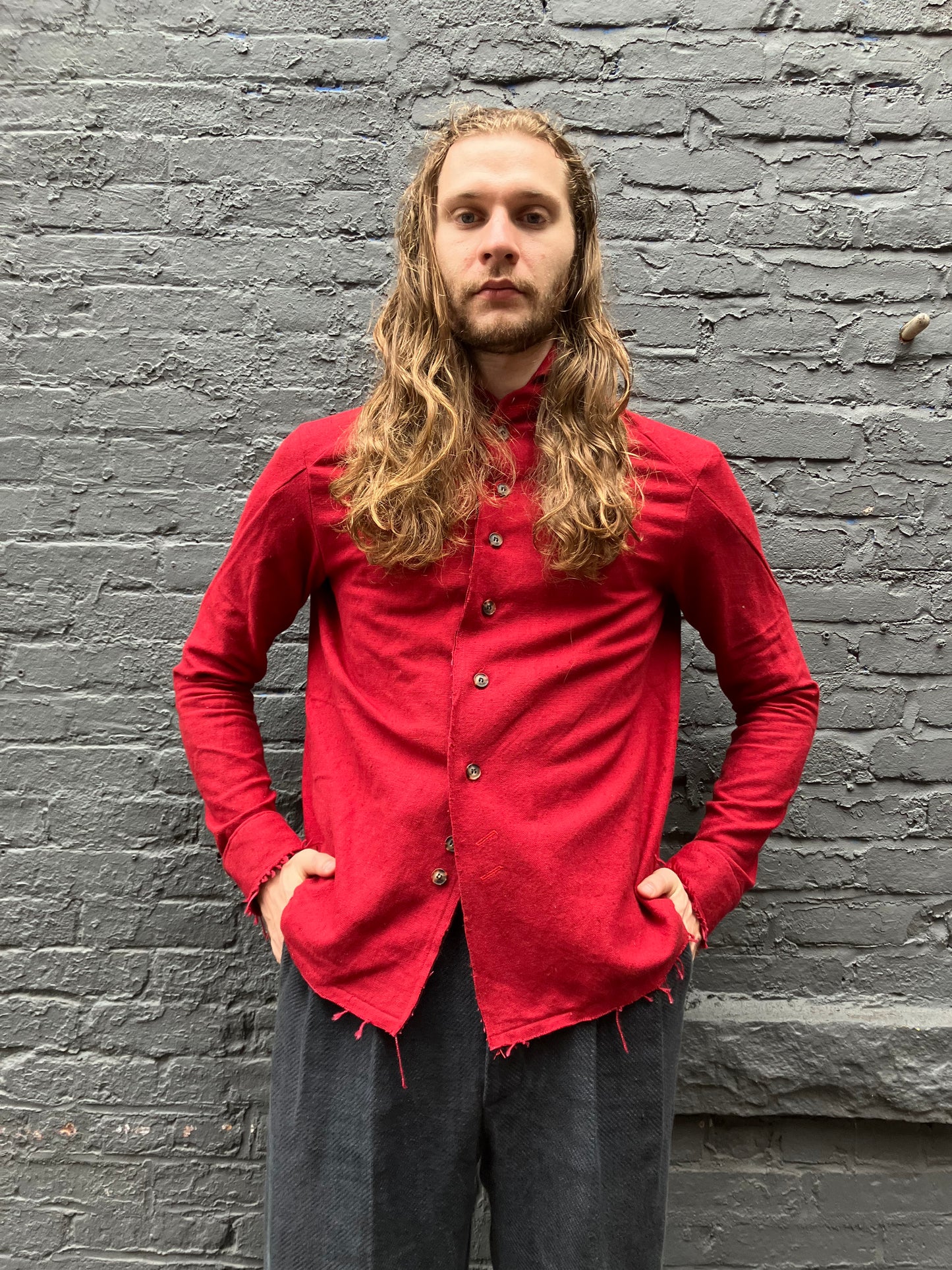 FW23 || PROTOLOGICAL ARCHETYPE SHIRT || RED SILK + COTTON