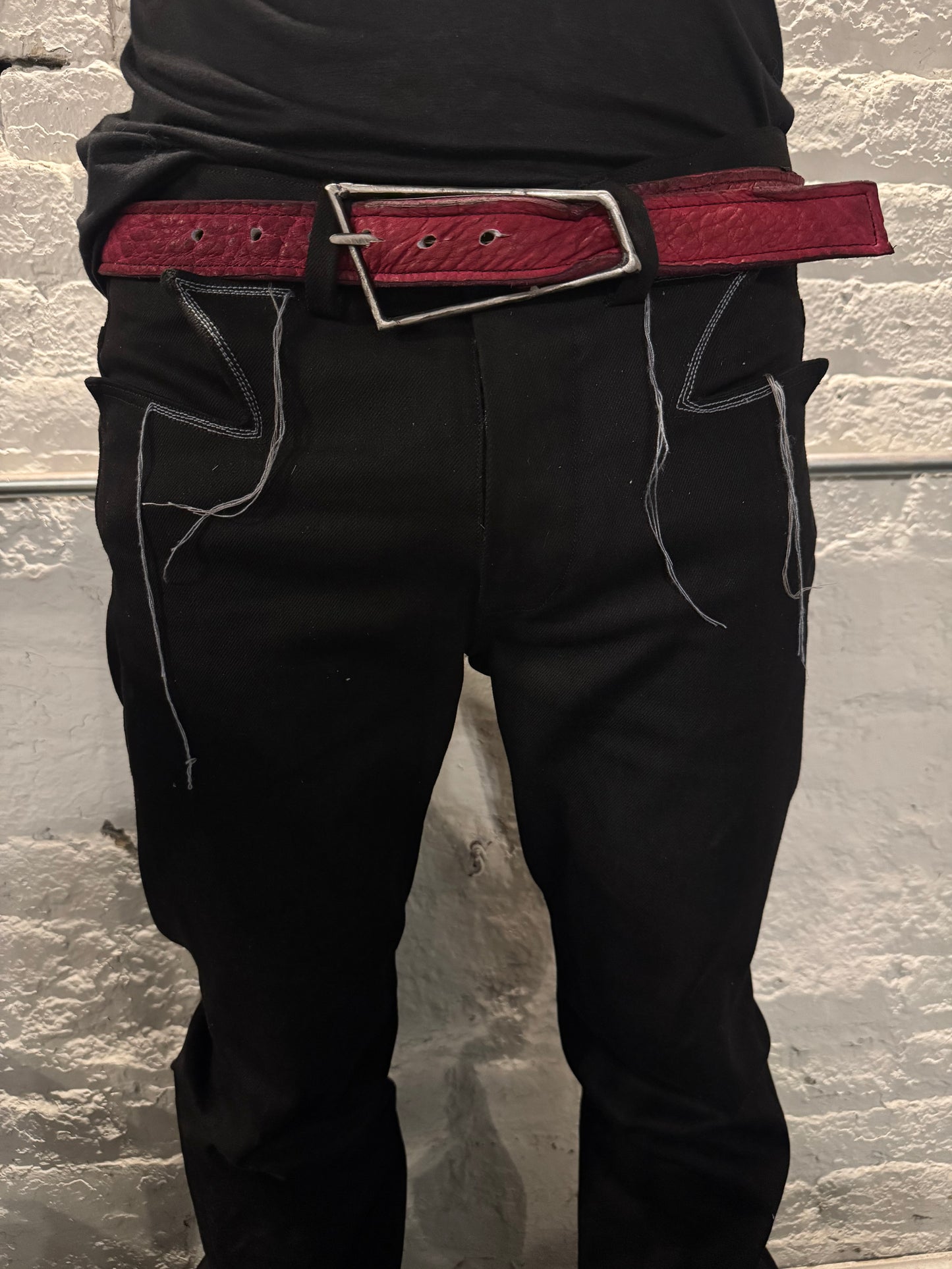 ZB- A|BLT|  || 1.25 INCH " PERSPECTIVE" BUCKLE BELT || RED BISON