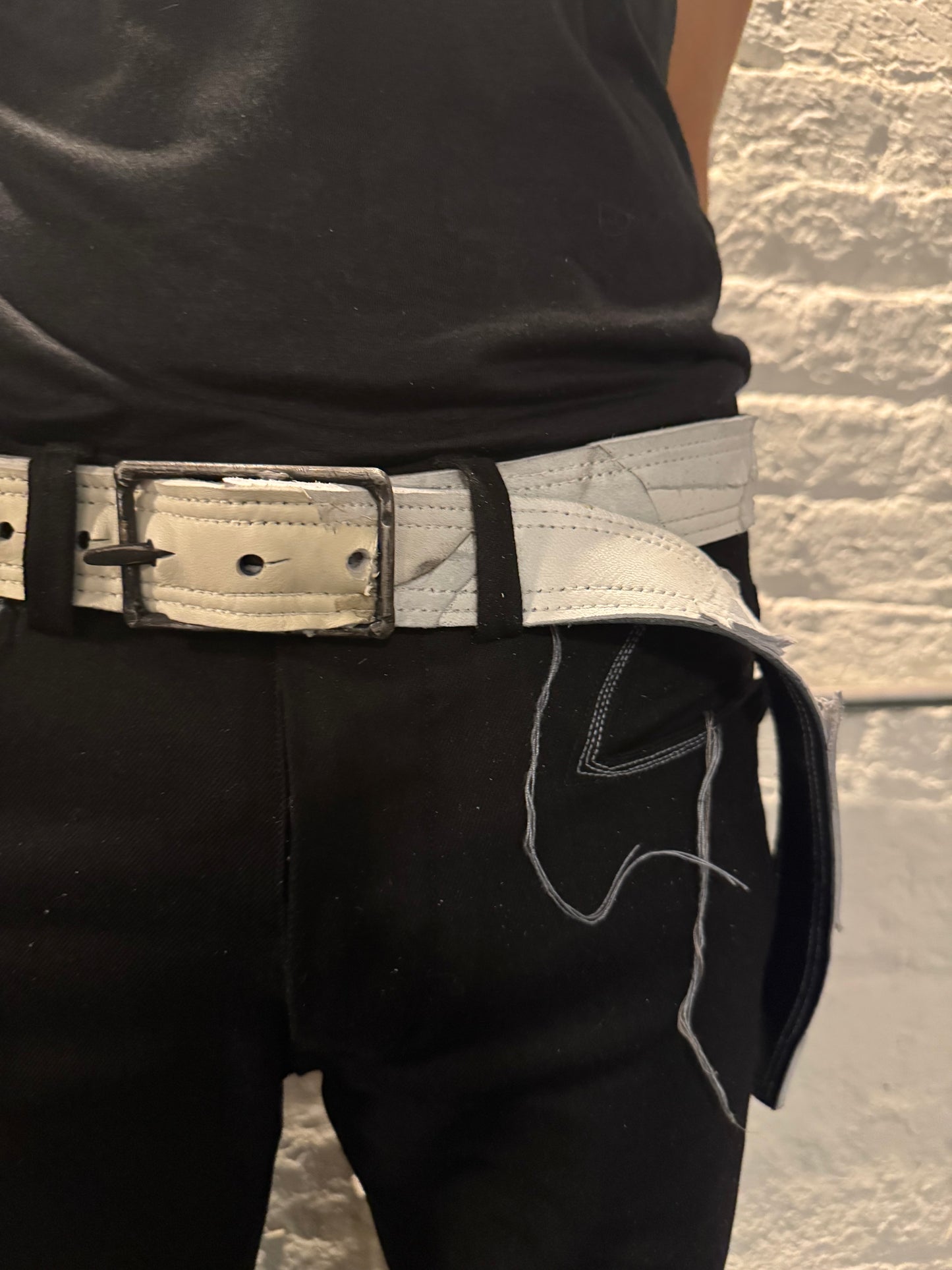 ZB- A|BLT|  || 1.5 INCH KGN13 HAND MADE BUCKLE BELT || MOONSTAR WHITE