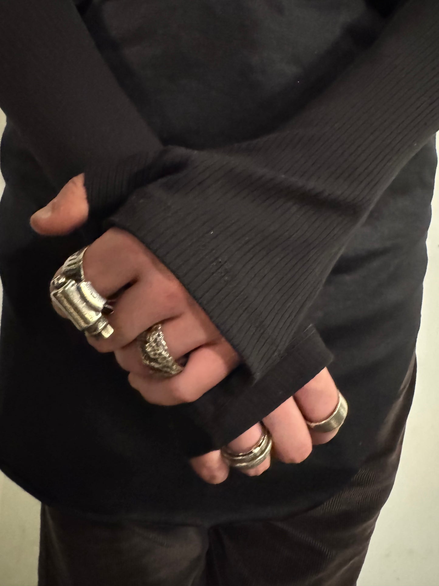 ZB- A  || OVERLOCKED LONG  ARM GAUNTLETS || OD BLACK + BLACK OVERLOCK