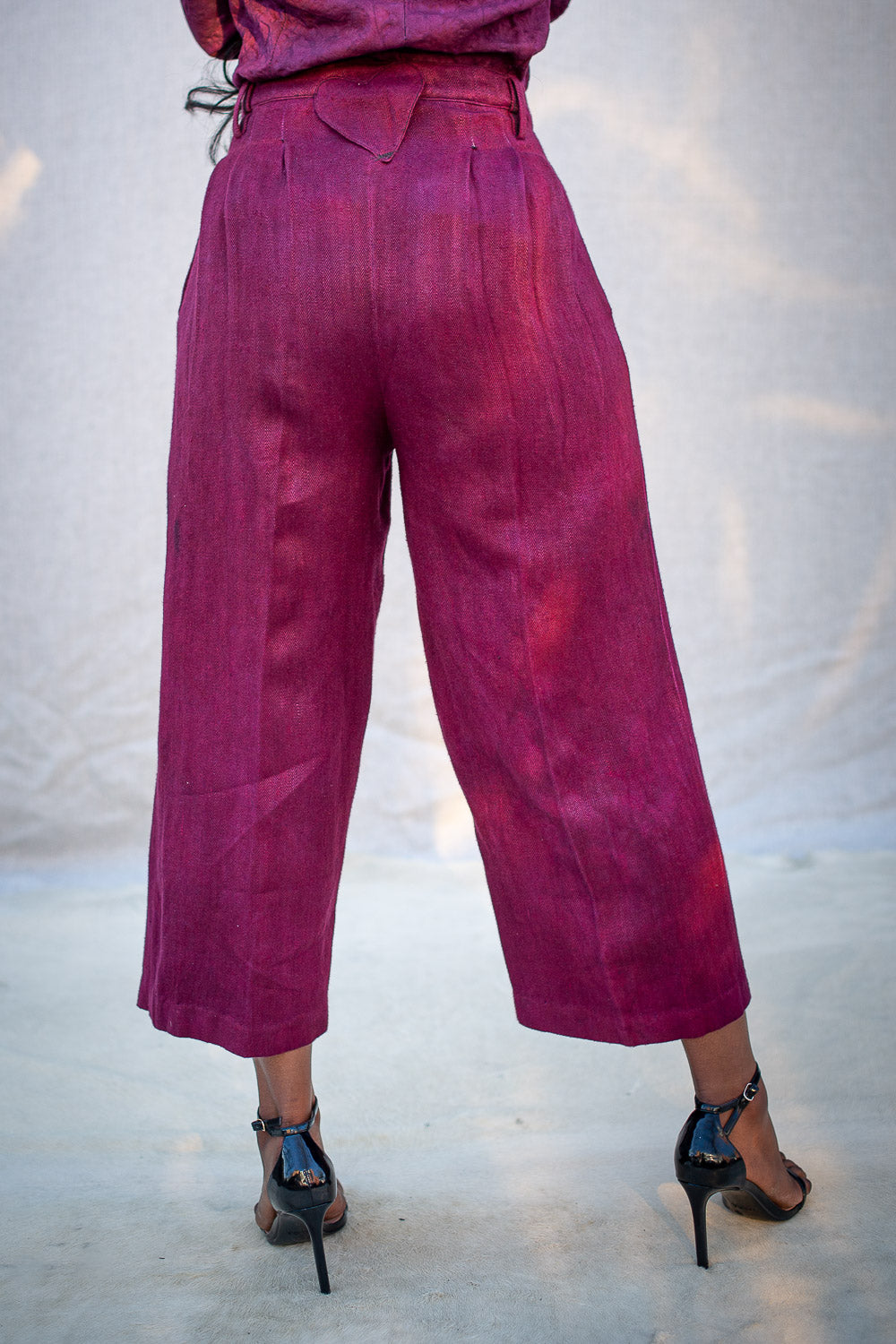 FW24 || 12 PLEAT PANTS || RED HERRINGBONE LINEN