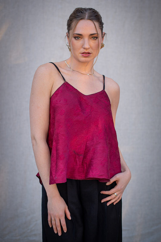 FW24 || SILK DOUBLE LAYER CAMISOLE TOP || MAROON