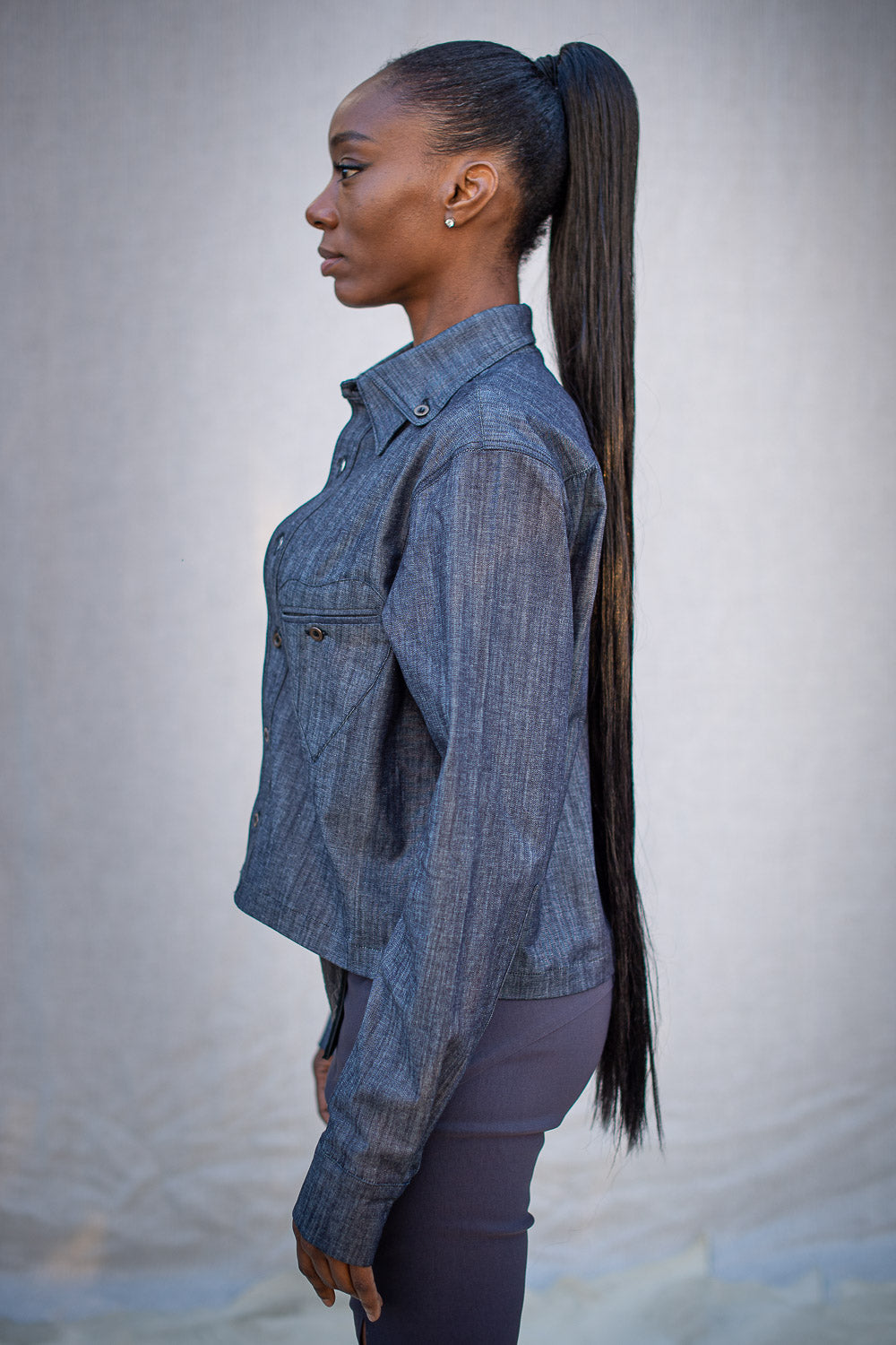 FW24 || CROPPED POETTESSE SHIRT || DENIM