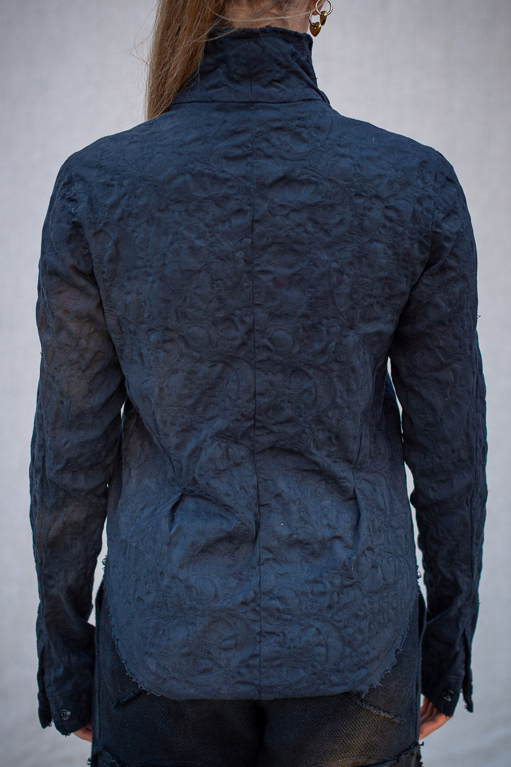 FW24 || PROTOLOGICAL ARCHETYPE SHIRT || BLACK STRETCH BROCADE