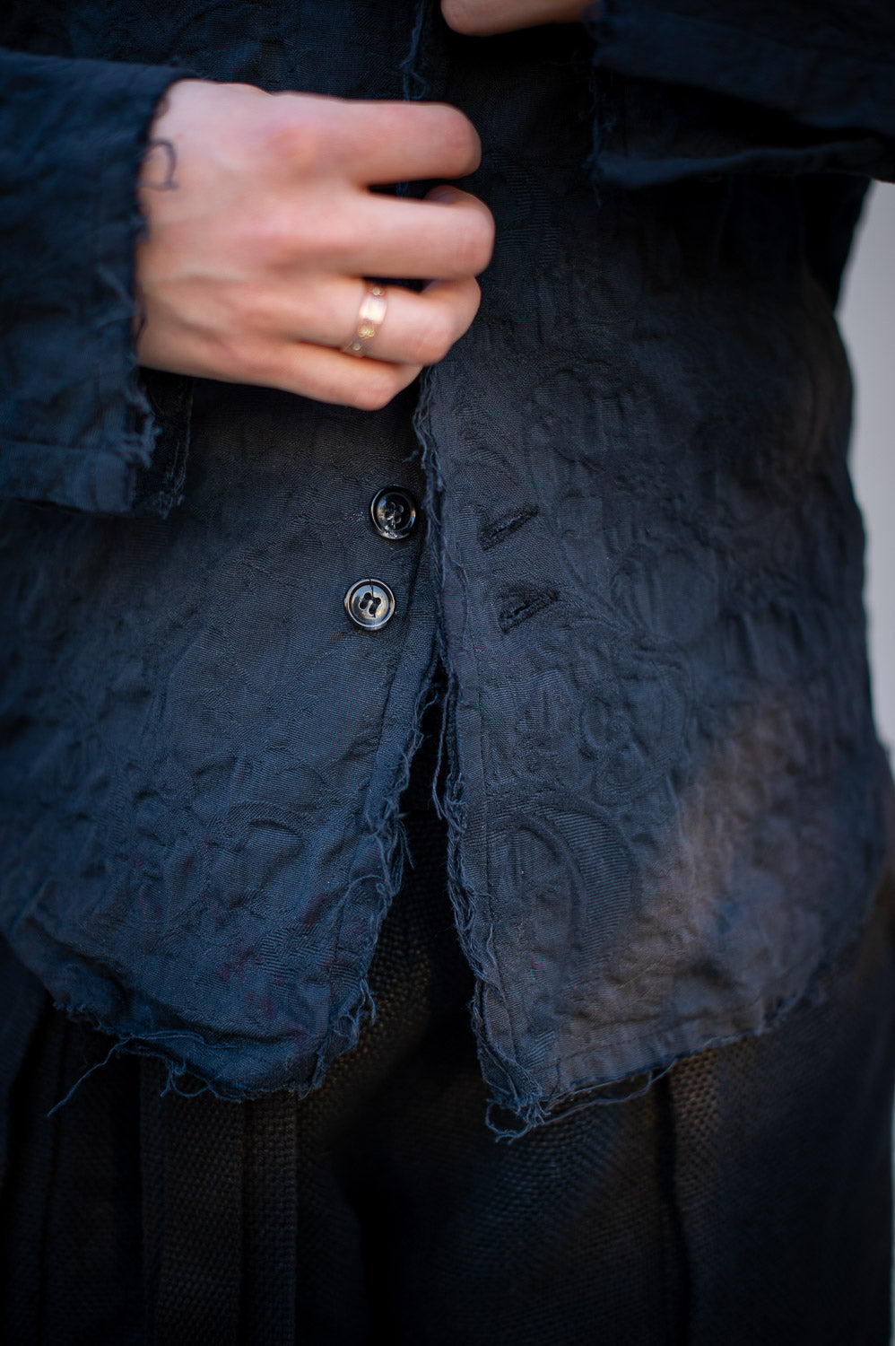 FW24 || PROTOLOGICAL ARCHETYPE SHIRT || BLACK STRETCH BROCADE