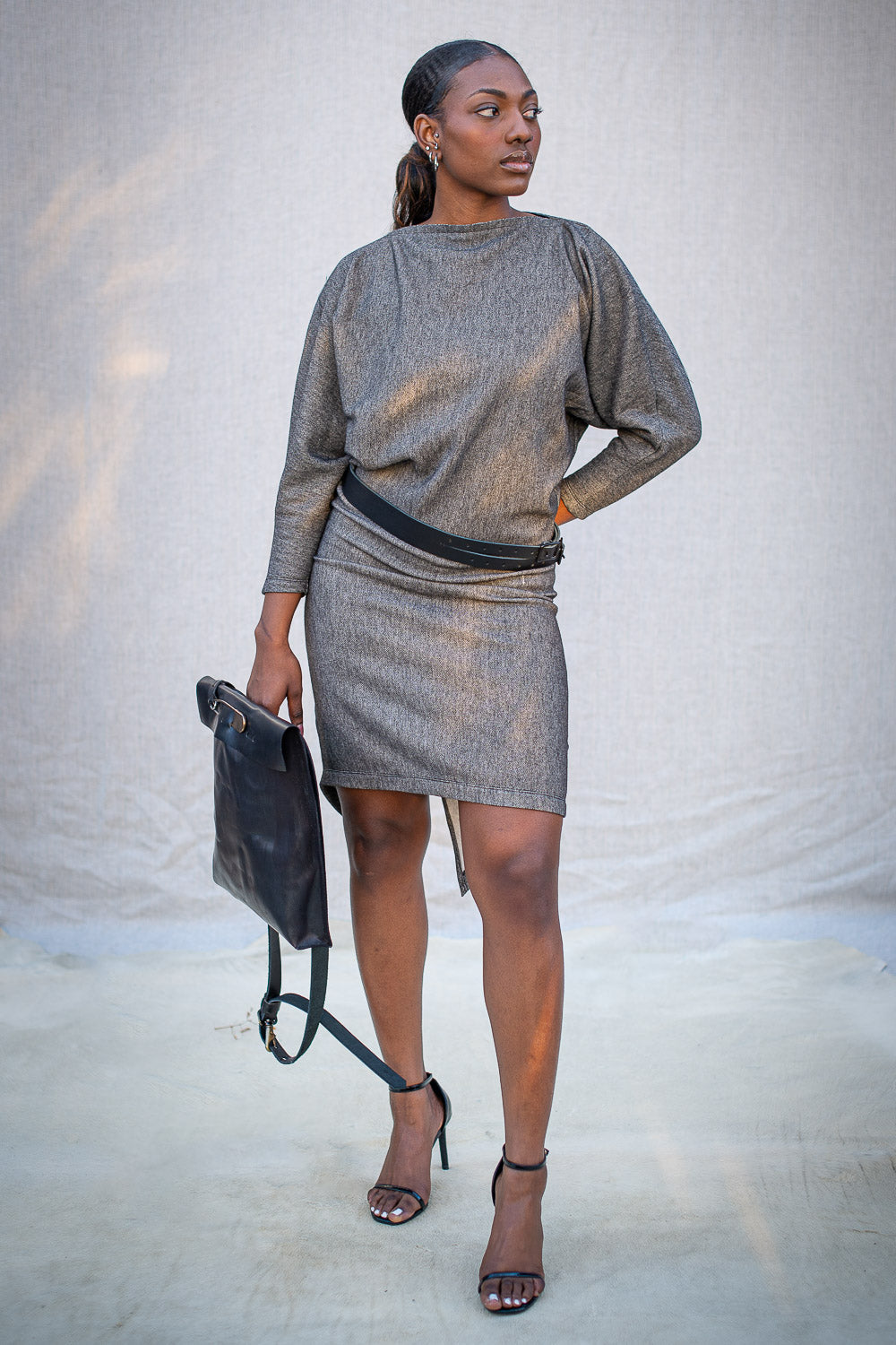 FW24 || BAT WING KNIT DRESS || GREY COTTON