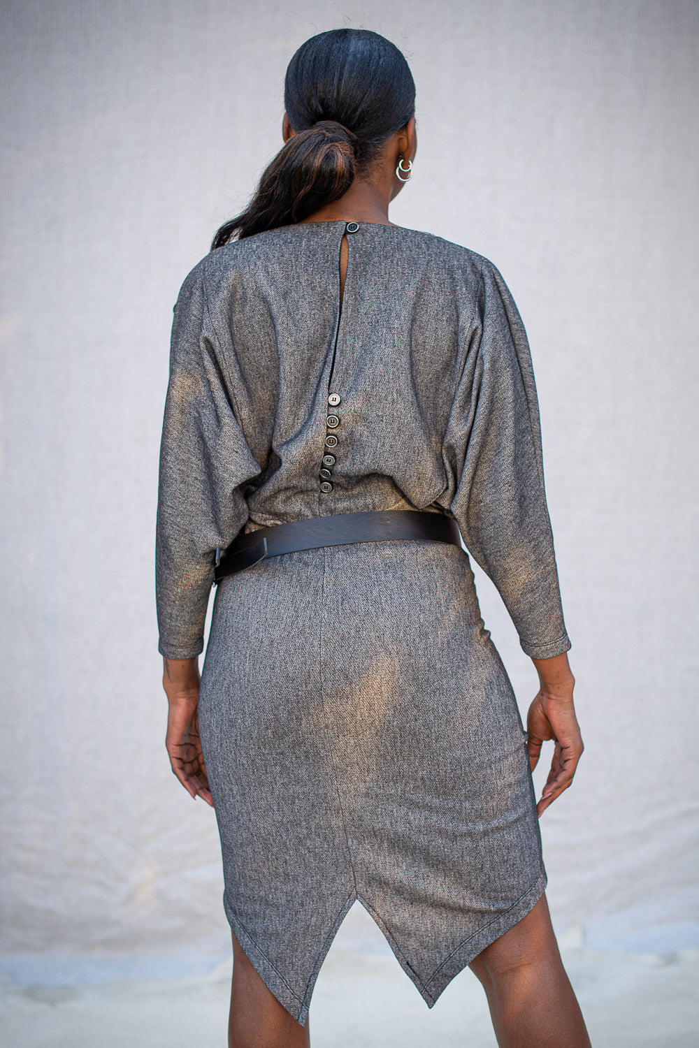 FW24 || BAT WING KNIT DRESS || GREY COTTON