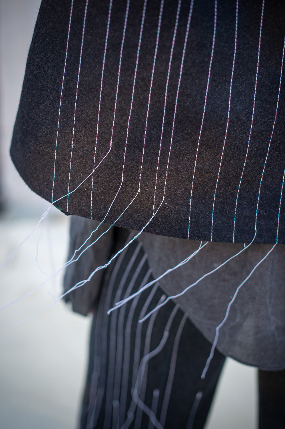 FW24 || TAILORED PINSTRIPE CAPE || GREY