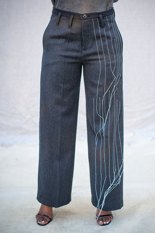 FW24 || BROKEN PINSTRIPE GODDE PANTS || GREY