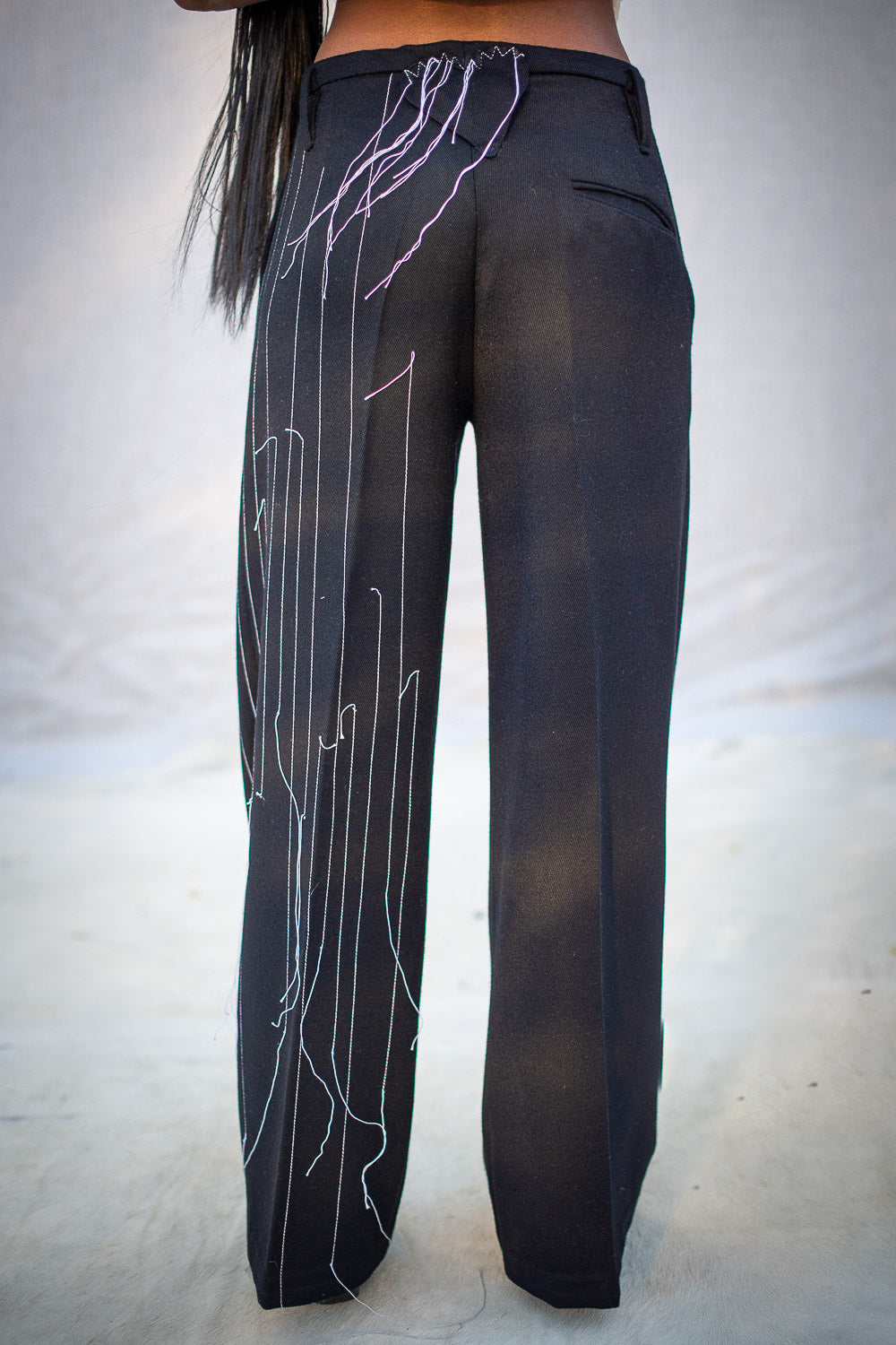 FW24 || BROKEN PINSTRIPE GODDE PANTS || BLACK