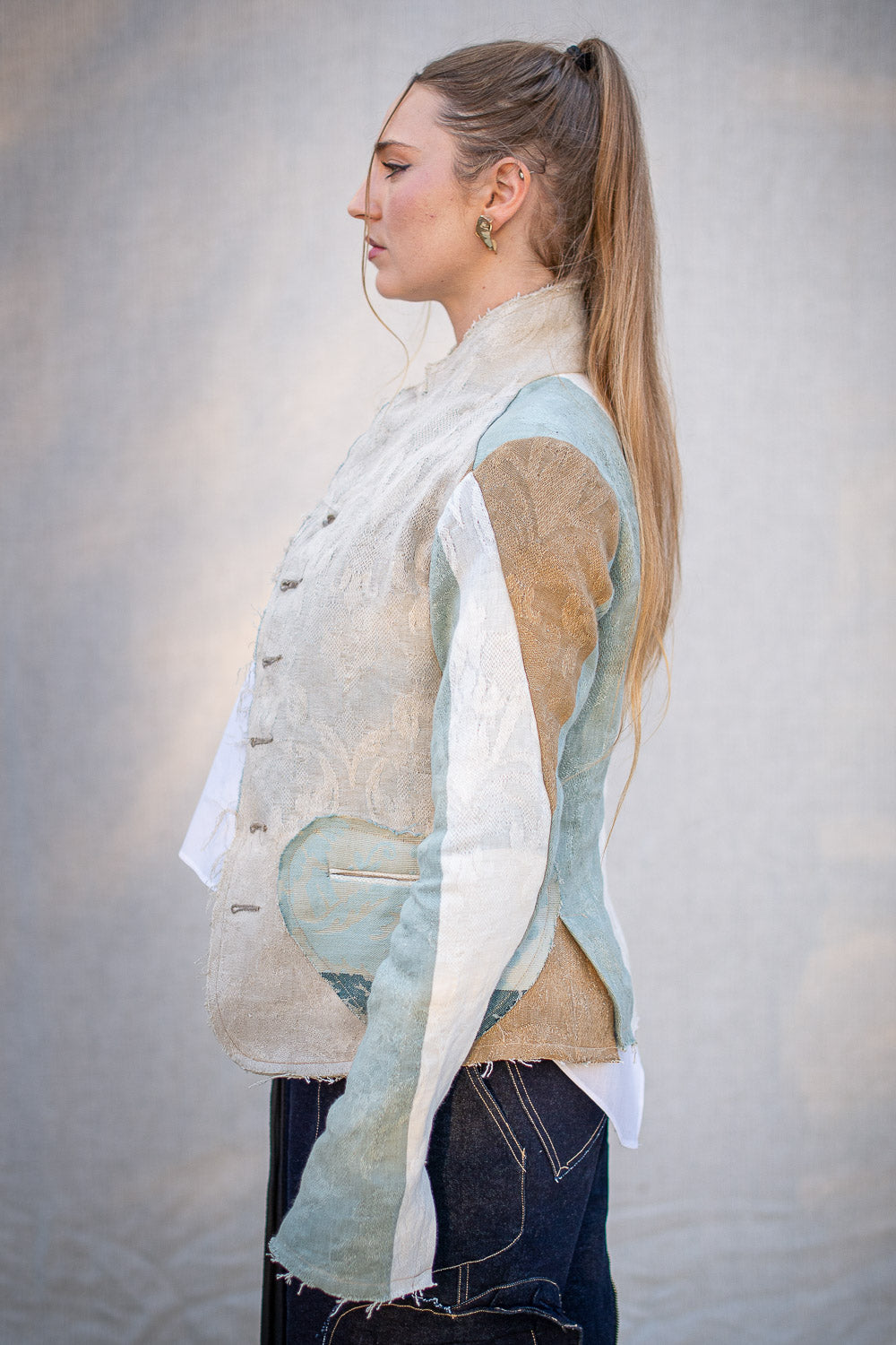 FW24 || PROTOLOGICAL ARCHETYPE BLAZER || NATURAL LINEN BROCADE