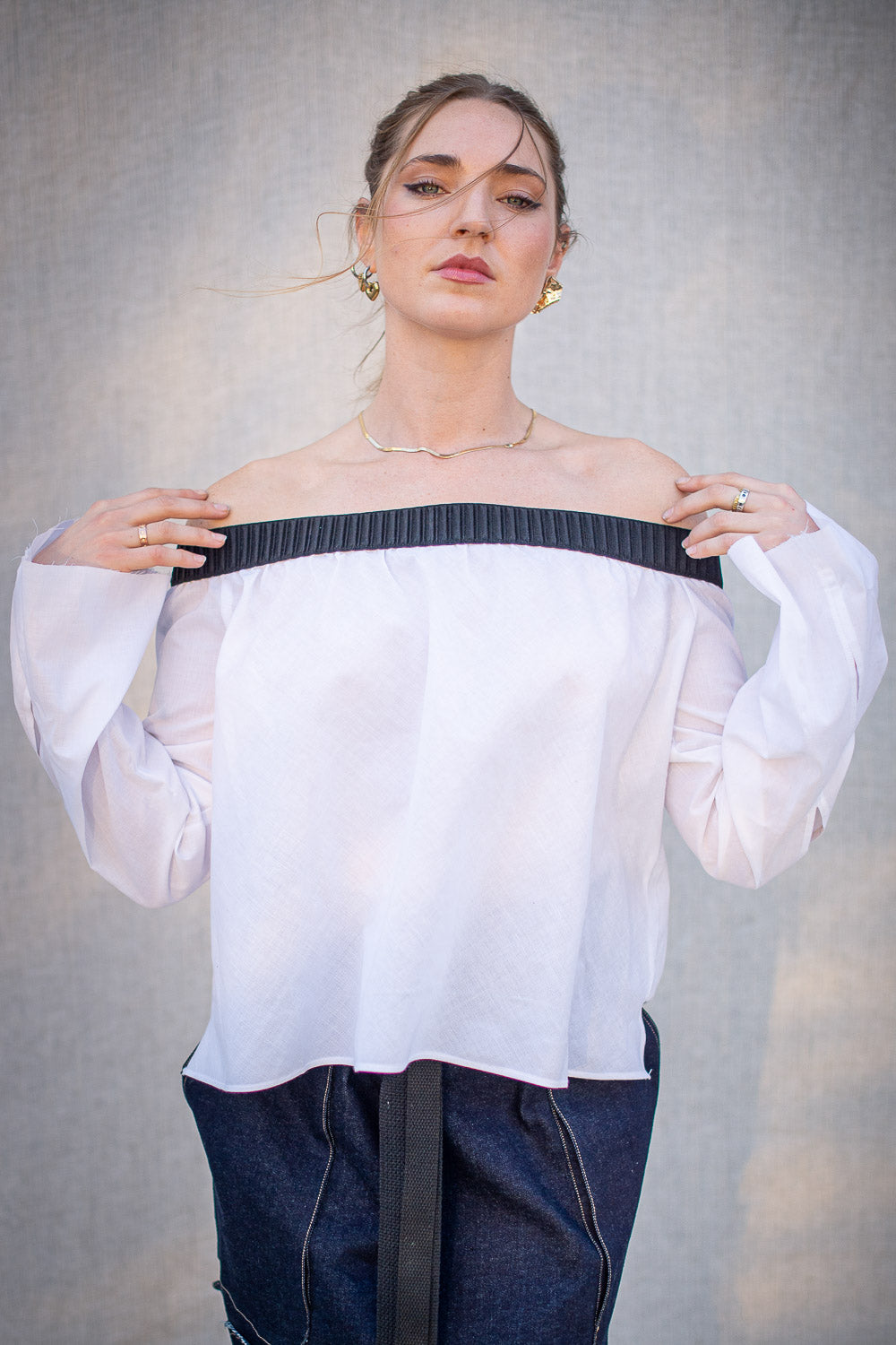 FW24 || MANI TAILS COTTON BLOUSE || WHITE