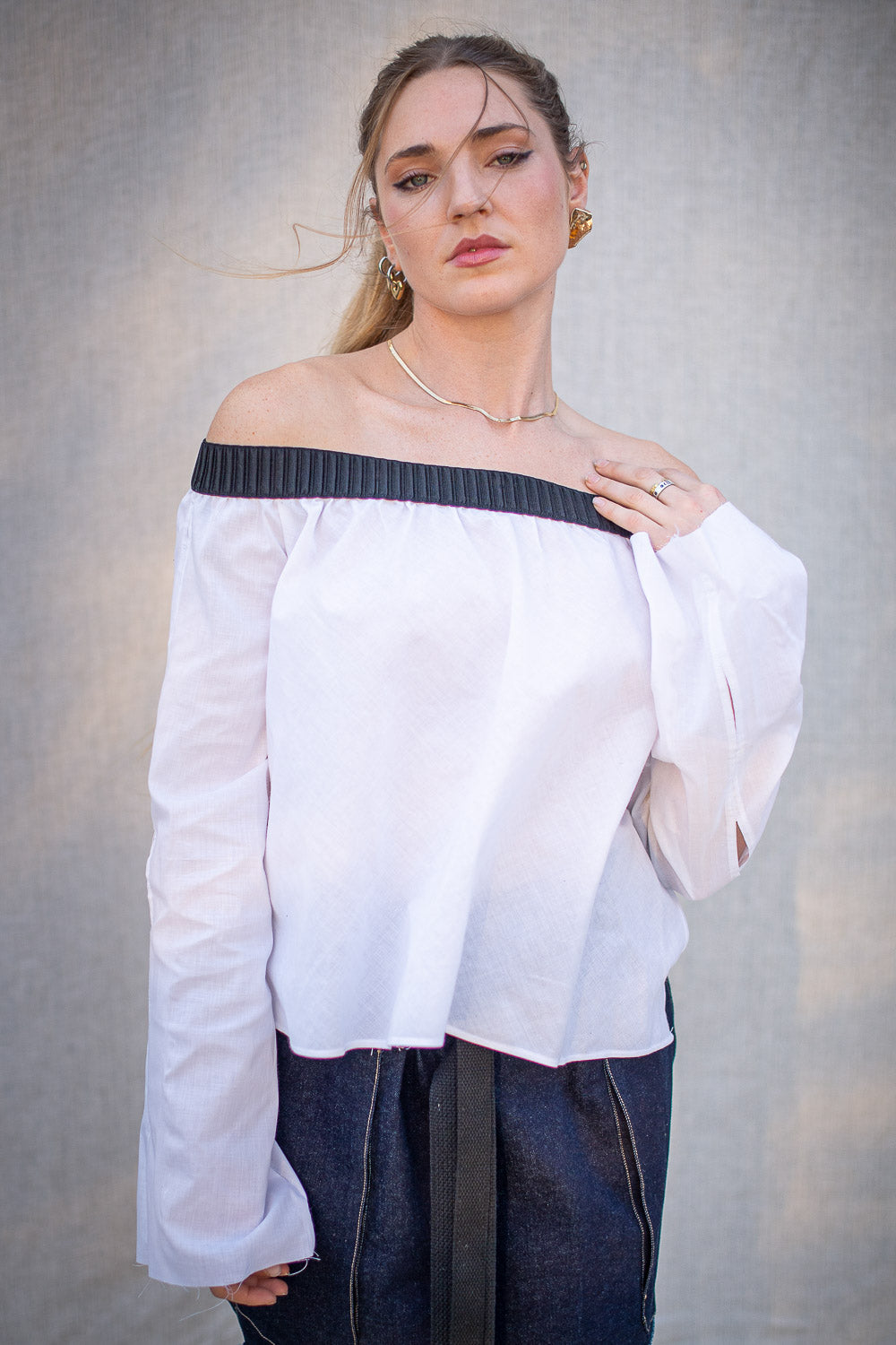 FW24 || MANI TAILS COTTON BLOUSE || WHITE