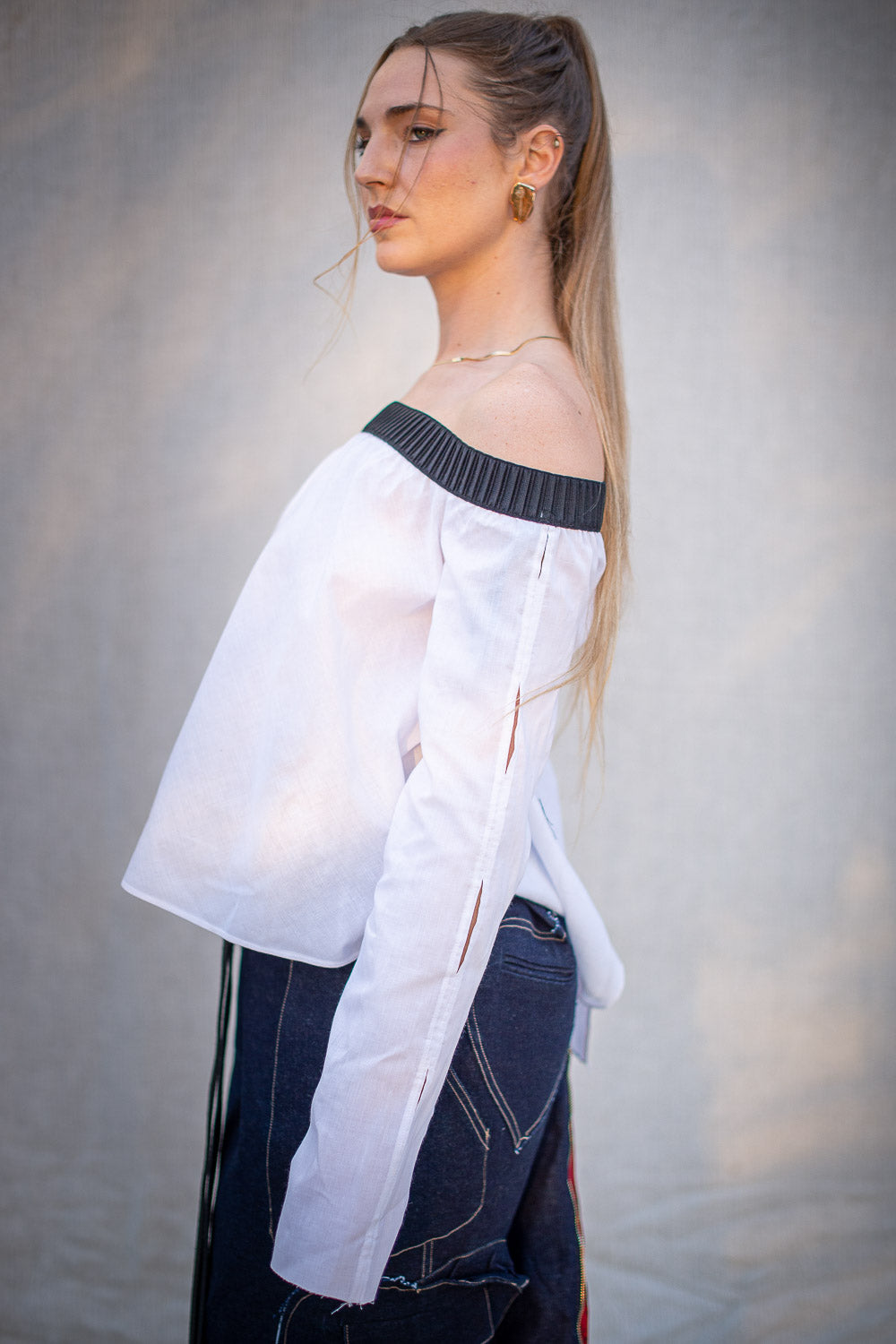 FW24 || MANI TAILS COTTON BLOUSE || WHITE