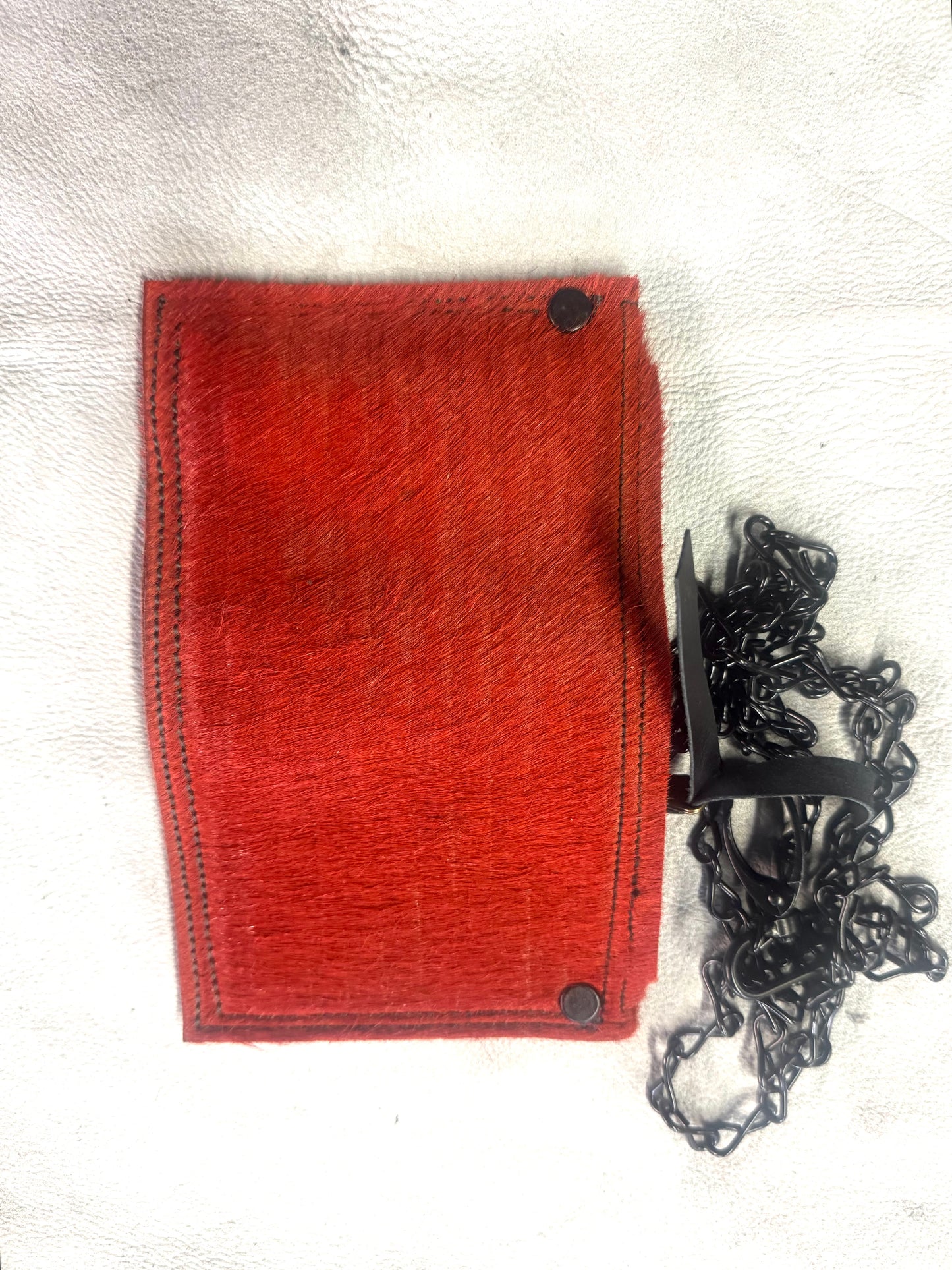 ZB-A  || ZB BLACK JACK + HOOK WALLET - RED II HAIR ON HIDE