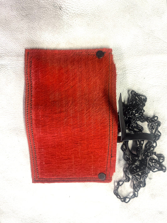 ZB-A  || ZB BLACK JACK + HOOK WALLET - RED II HAIR ON HIDE