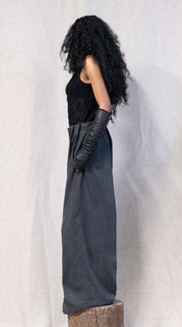 SS23 FEMME || PICKED PLEAT PANTS - CHARCOAL DYED