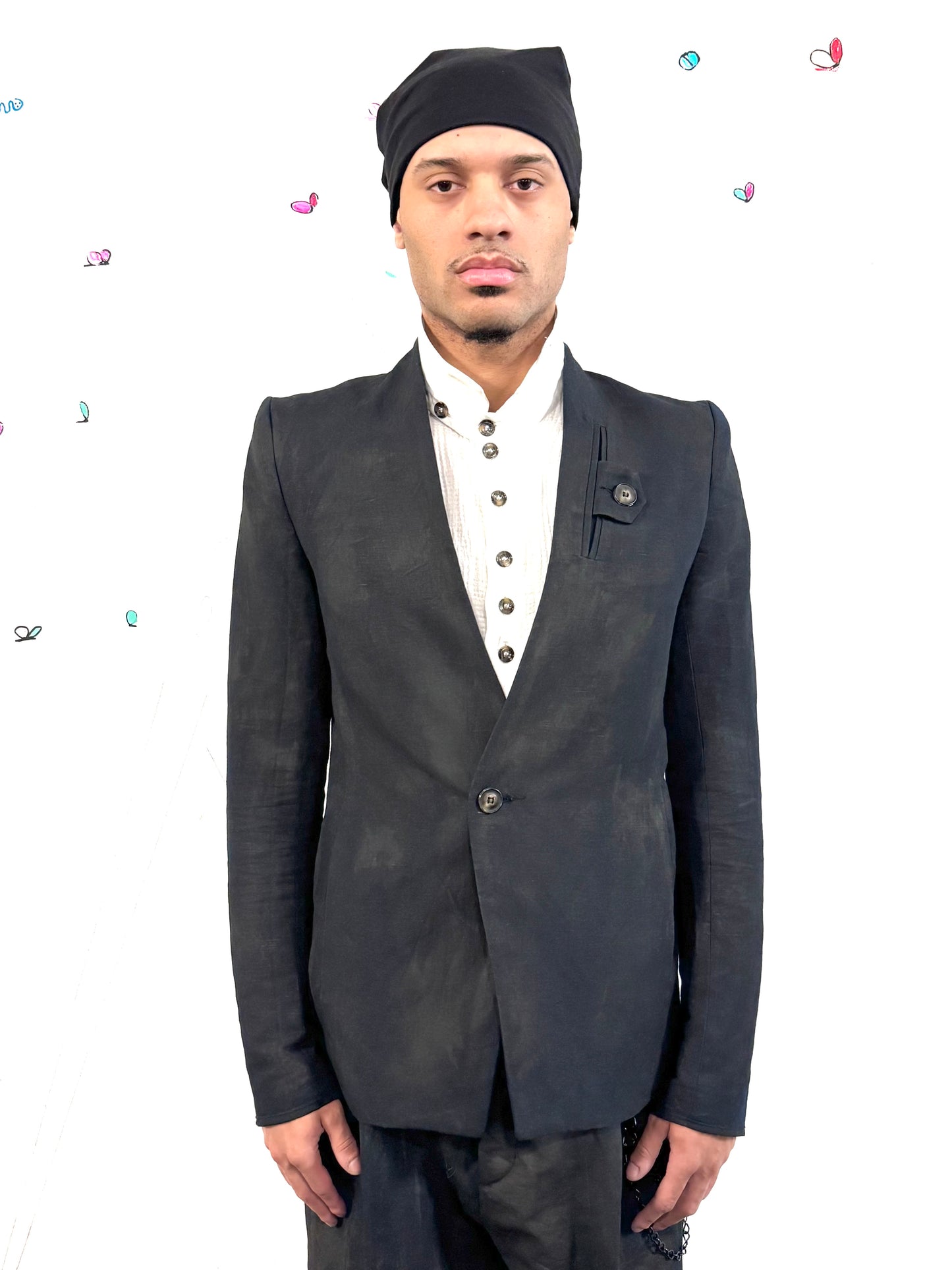 SS26 || SHAWL COLLAR ZAGODA - VOLCANIC BLACK