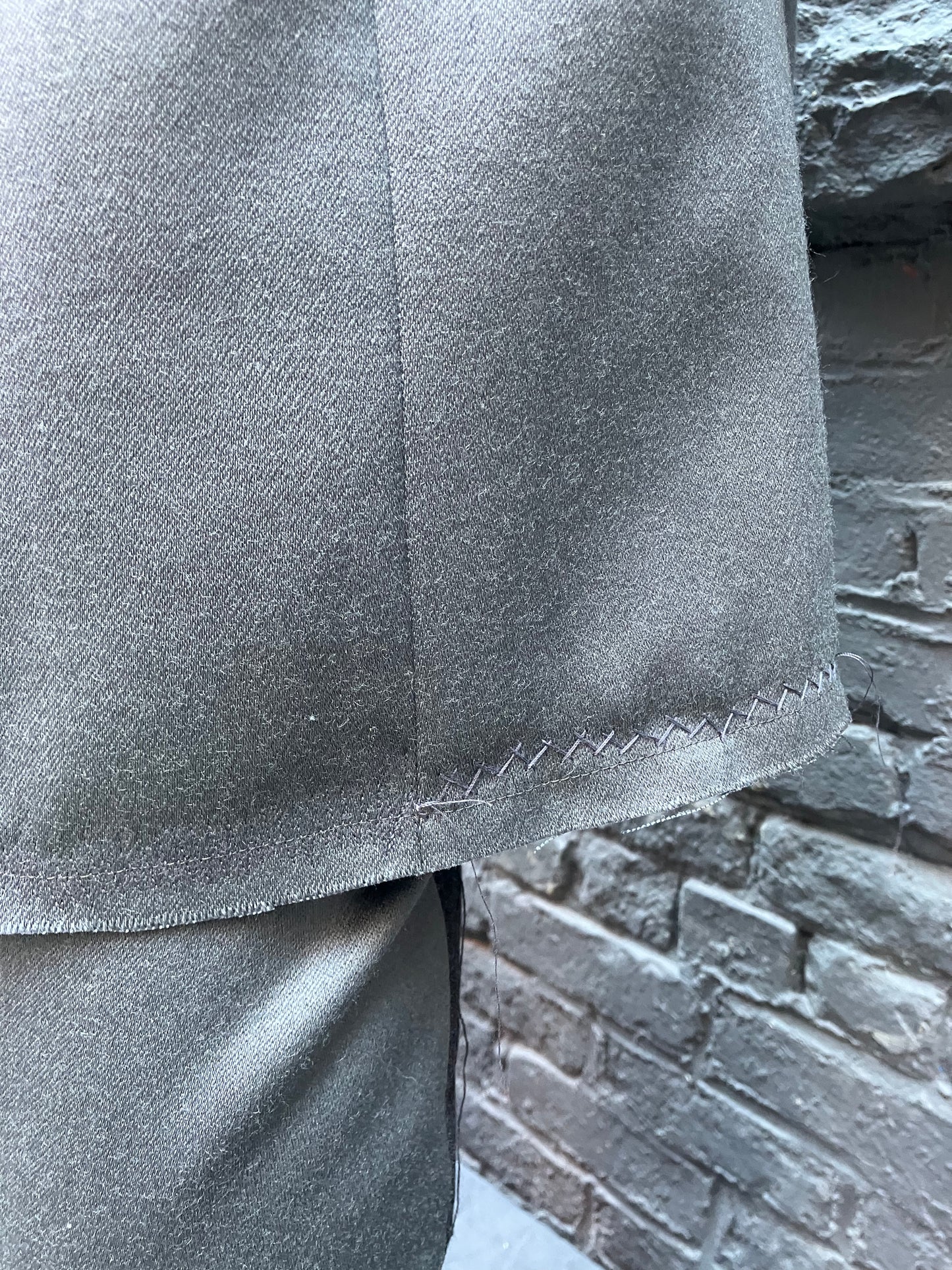 FW23 || PEAKED LAPEL LONG COAT || HAND-STITCHED GREY