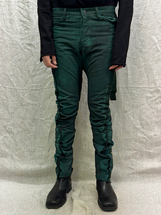 FW24 || SILK SEAMED DNA JEANS || GREEN