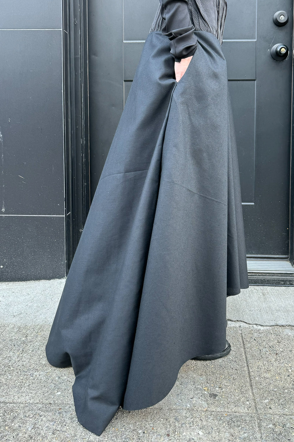 SS24 || RUCHED YOKE SKIRT || BLACK