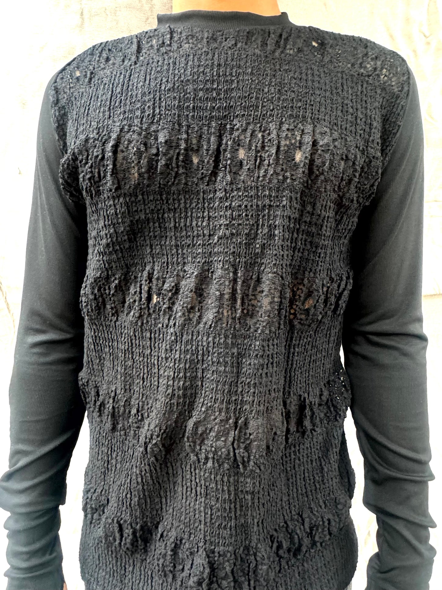 FW26 || SYMMETRICAL LONG SLEEVE 3DT ||  BLACK MIXED KNIT