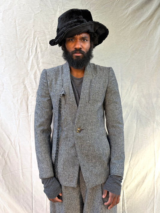 FW25 || SHAWL COLLAR ZAGODA 4 POCKET BLAZER || SPECKLED  GREY - WOOL