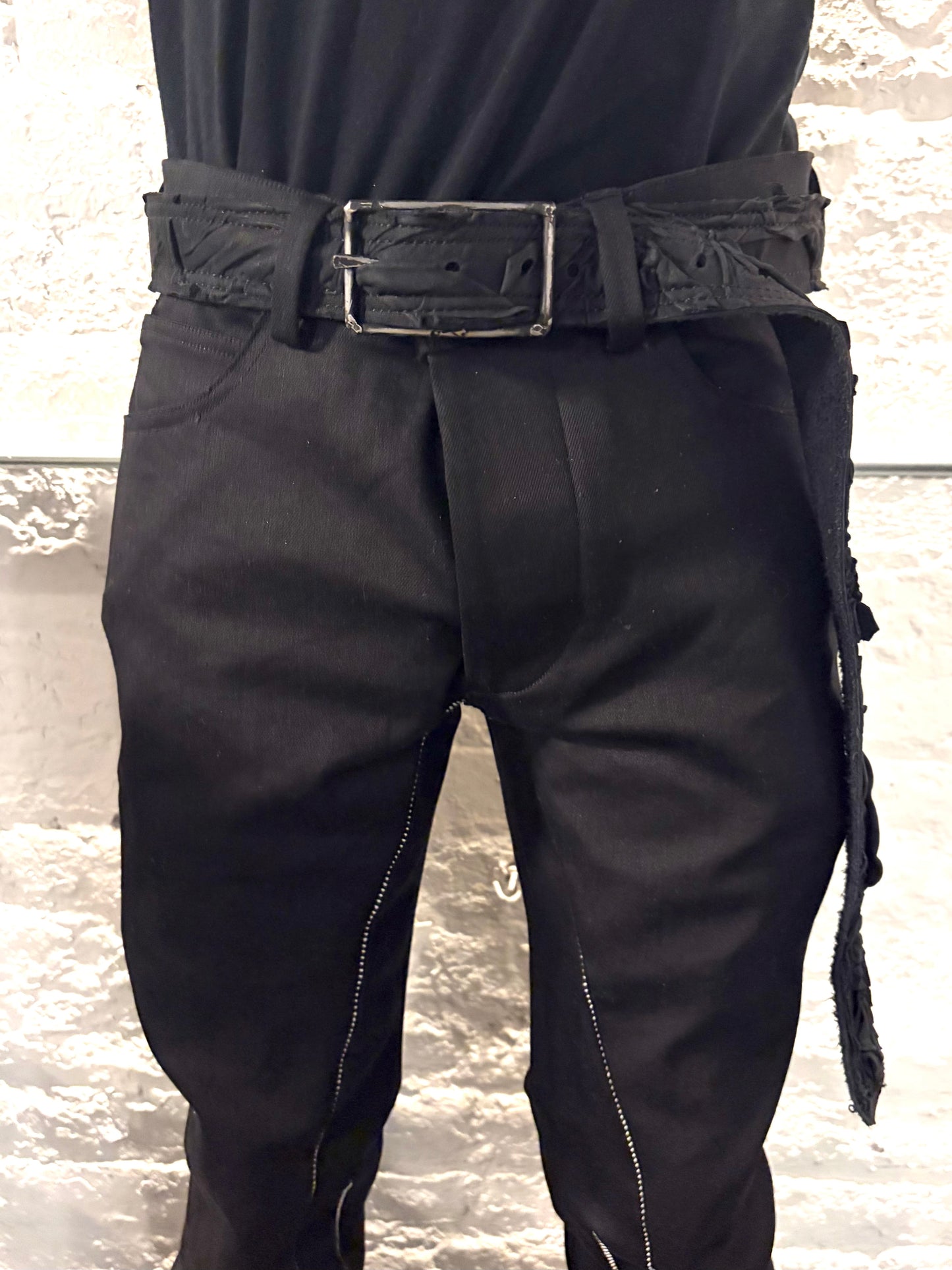 FW25 || KGN 13 1.5" BELT || BLACK - RUCHED SILK CALF