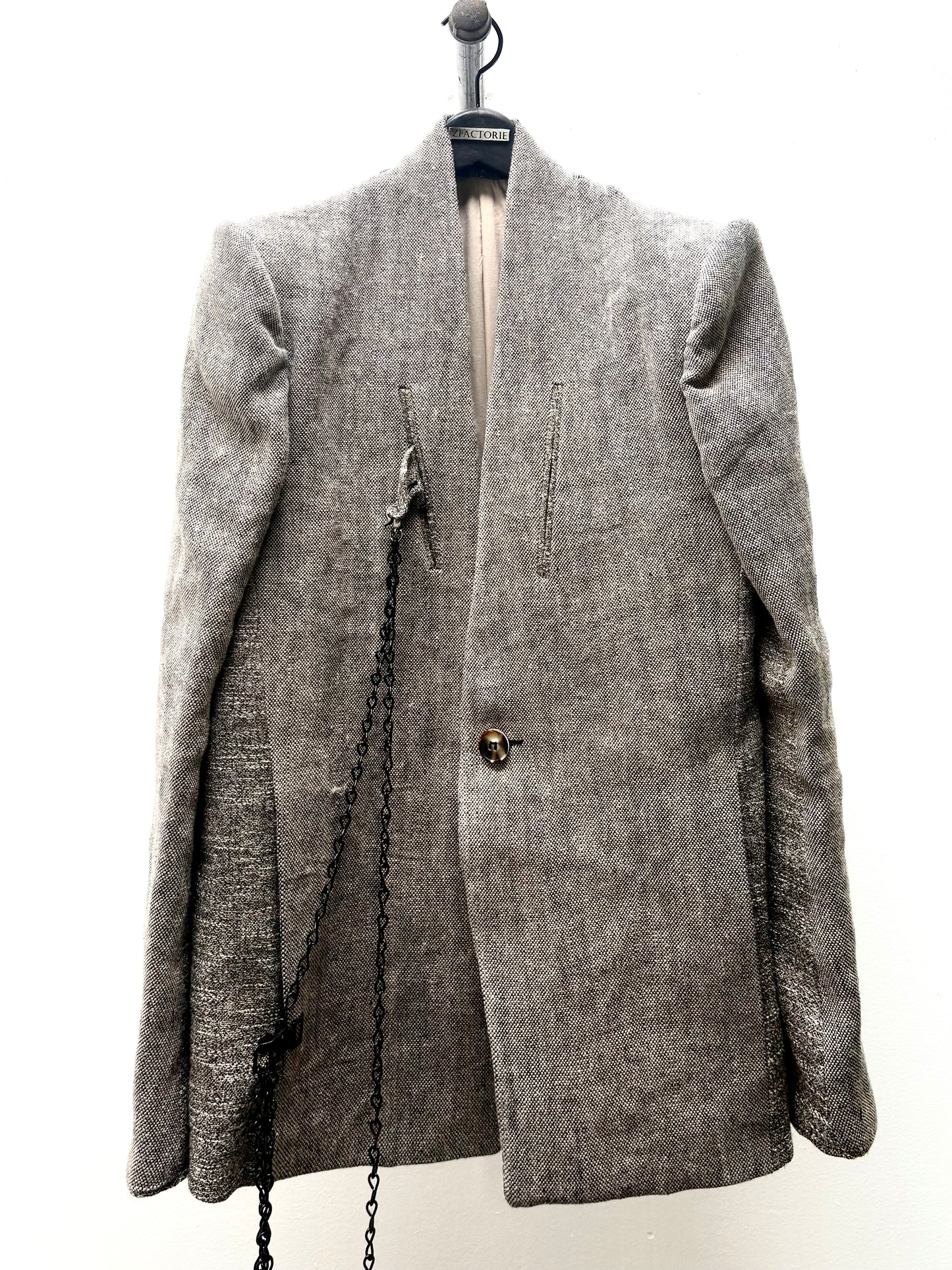 FW25 || SHAWL COLLAR ZAGODA 4 POCKET BLAZER || SPECKLED  SAND LINEN