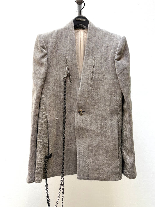 FW25 || SHAWL COLLAR ZAGODA 4 POCKET BLAZER || SPECKLED  SAND LINEN