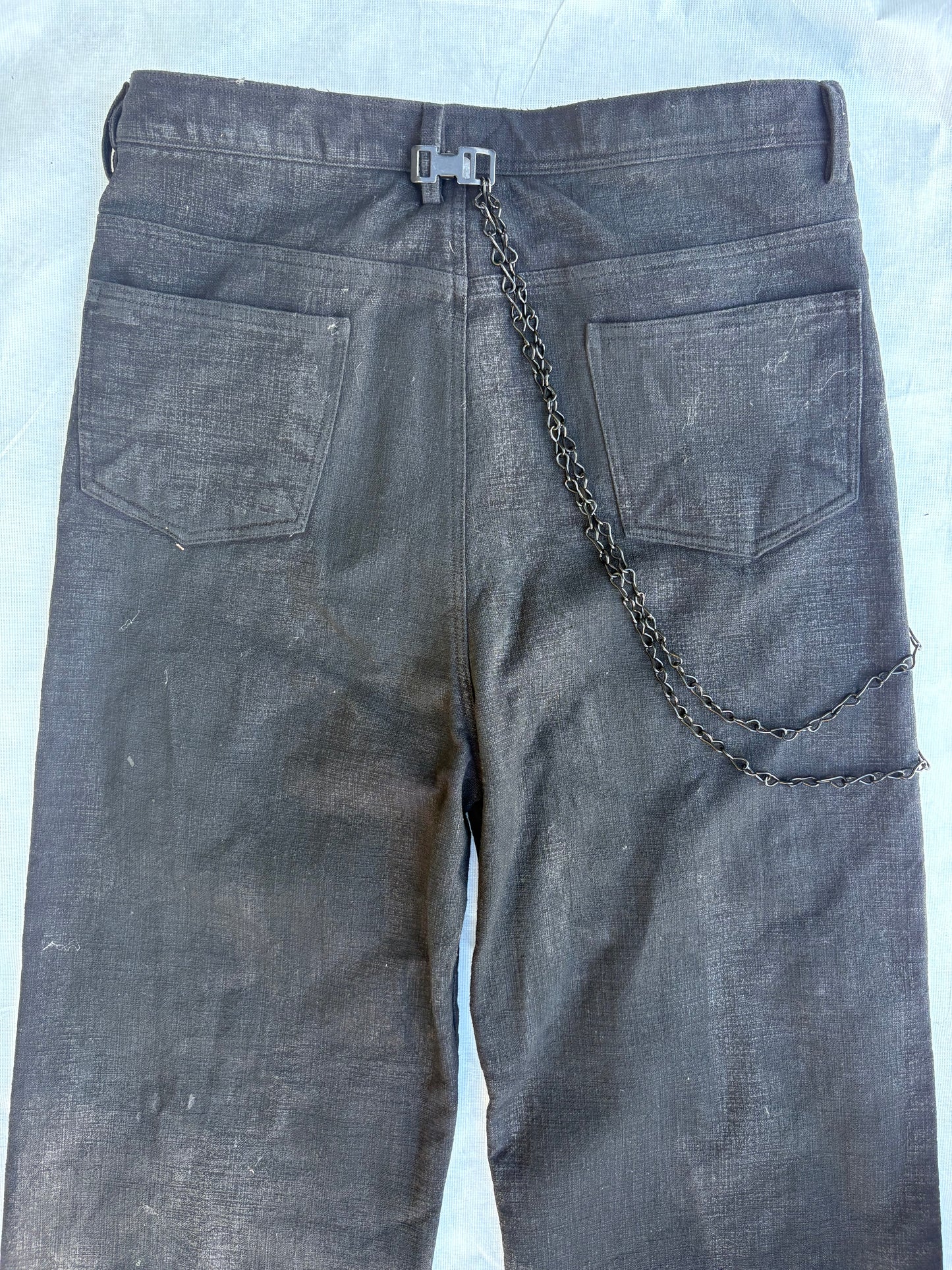 FW25 || PINNED + CHAINED GODDE JEANS || CHARCOAL COATED LINEN