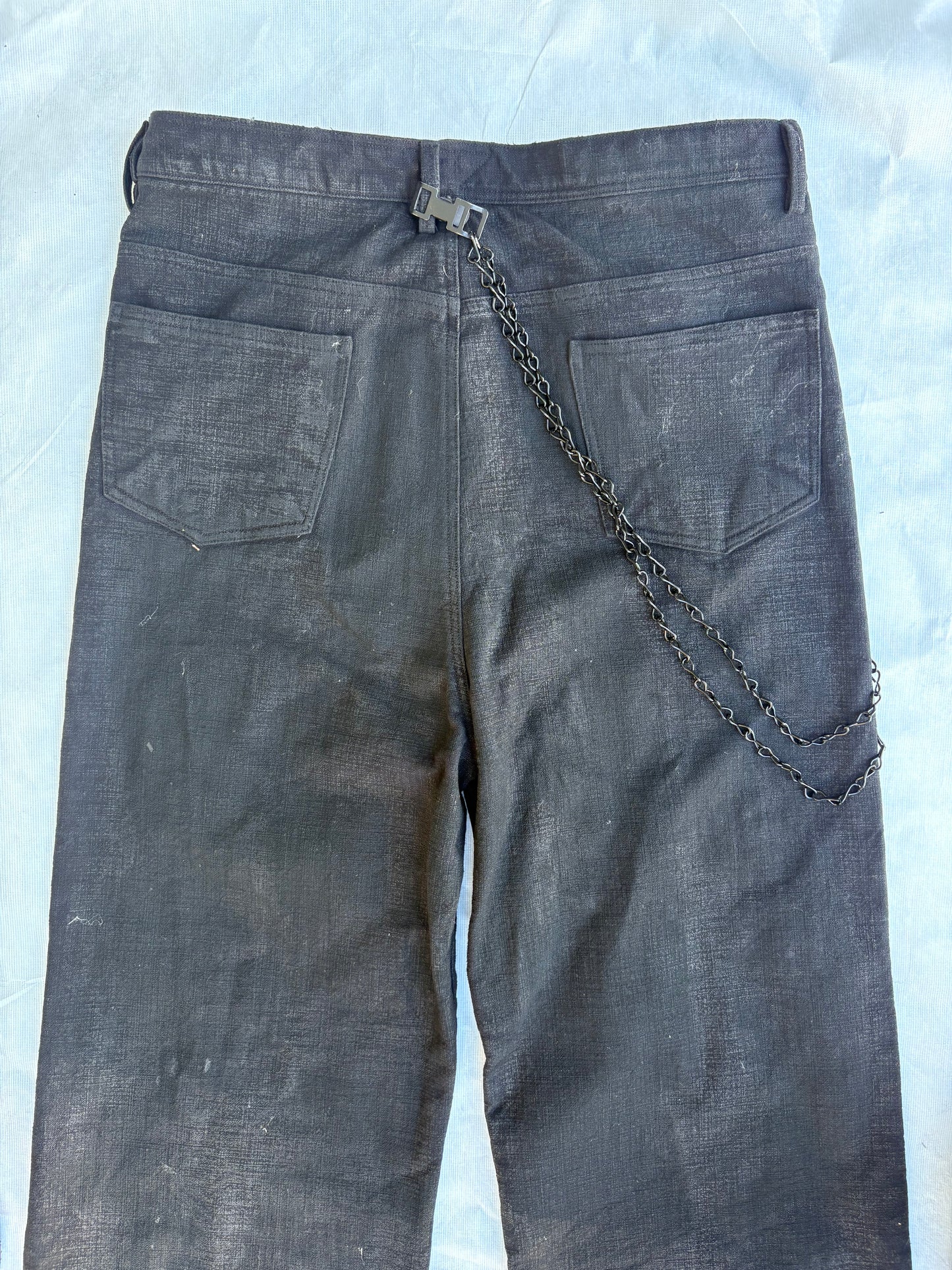 FW25 || PINNED + CHAINED GODDE JEANS || CHARCOAL COATED LINEN