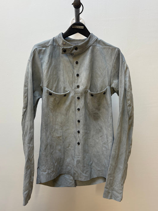 FW25 || FAULTED SHOULDER 2.0 LEATHER SHIRT|| 100%  KANGAROO || BAPTISMAL WHITE