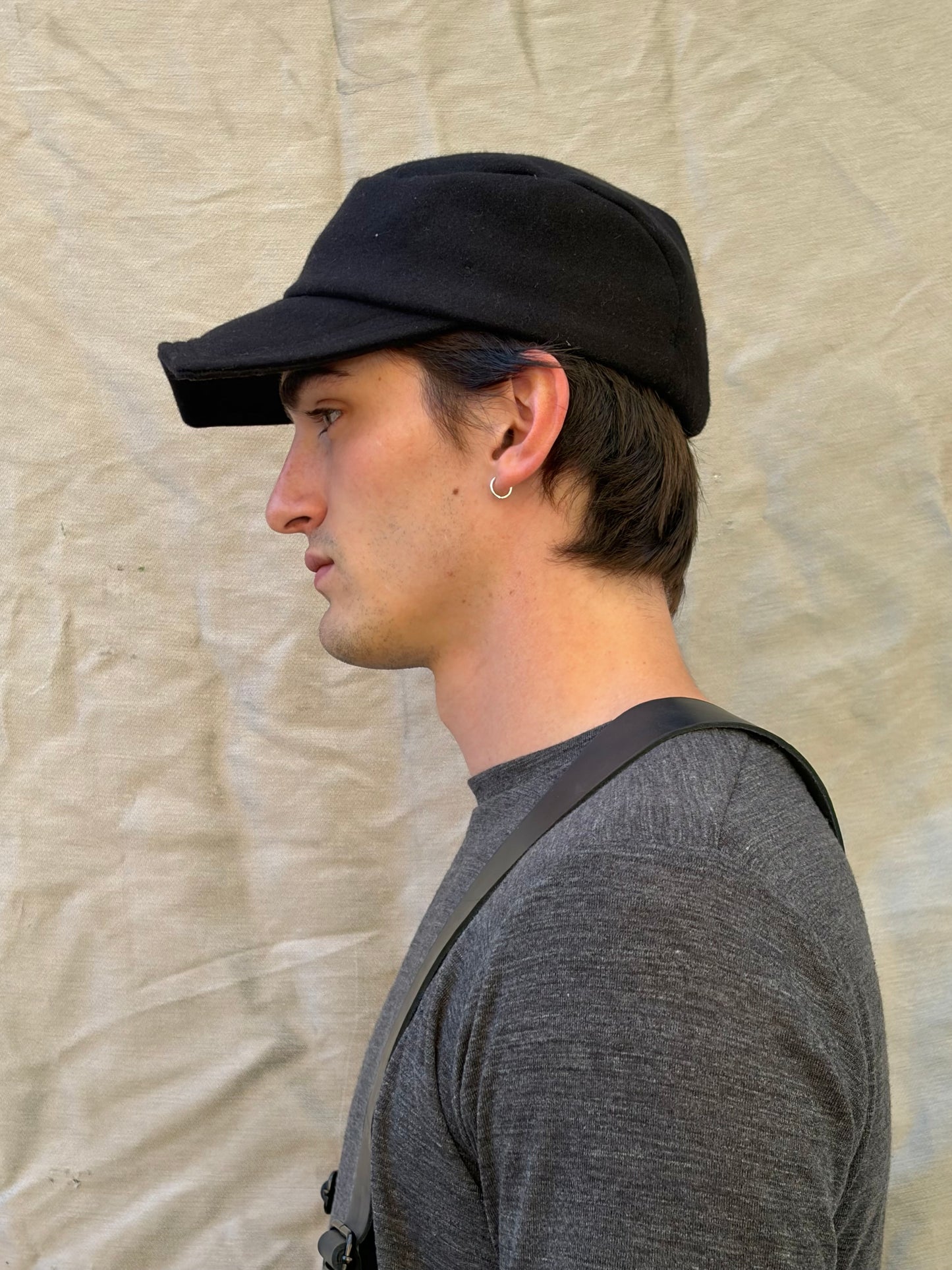 FW25 || EXTENDED SQUARE BILL ZB HAT || 100% WOOL|| BLACK