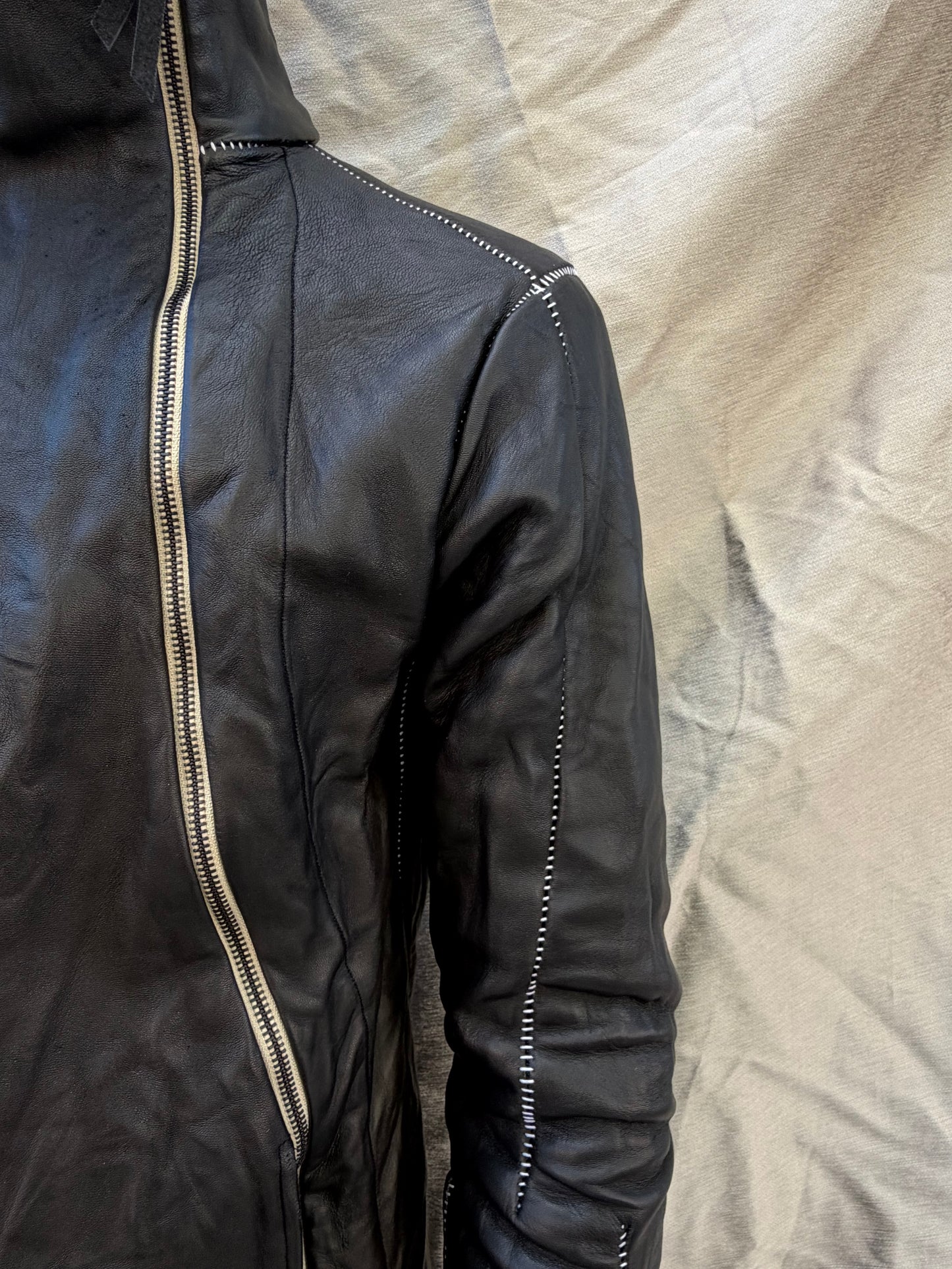 FW25 || TYPE III HIGH NECK LEATHER JACKET || CALF + COTTON