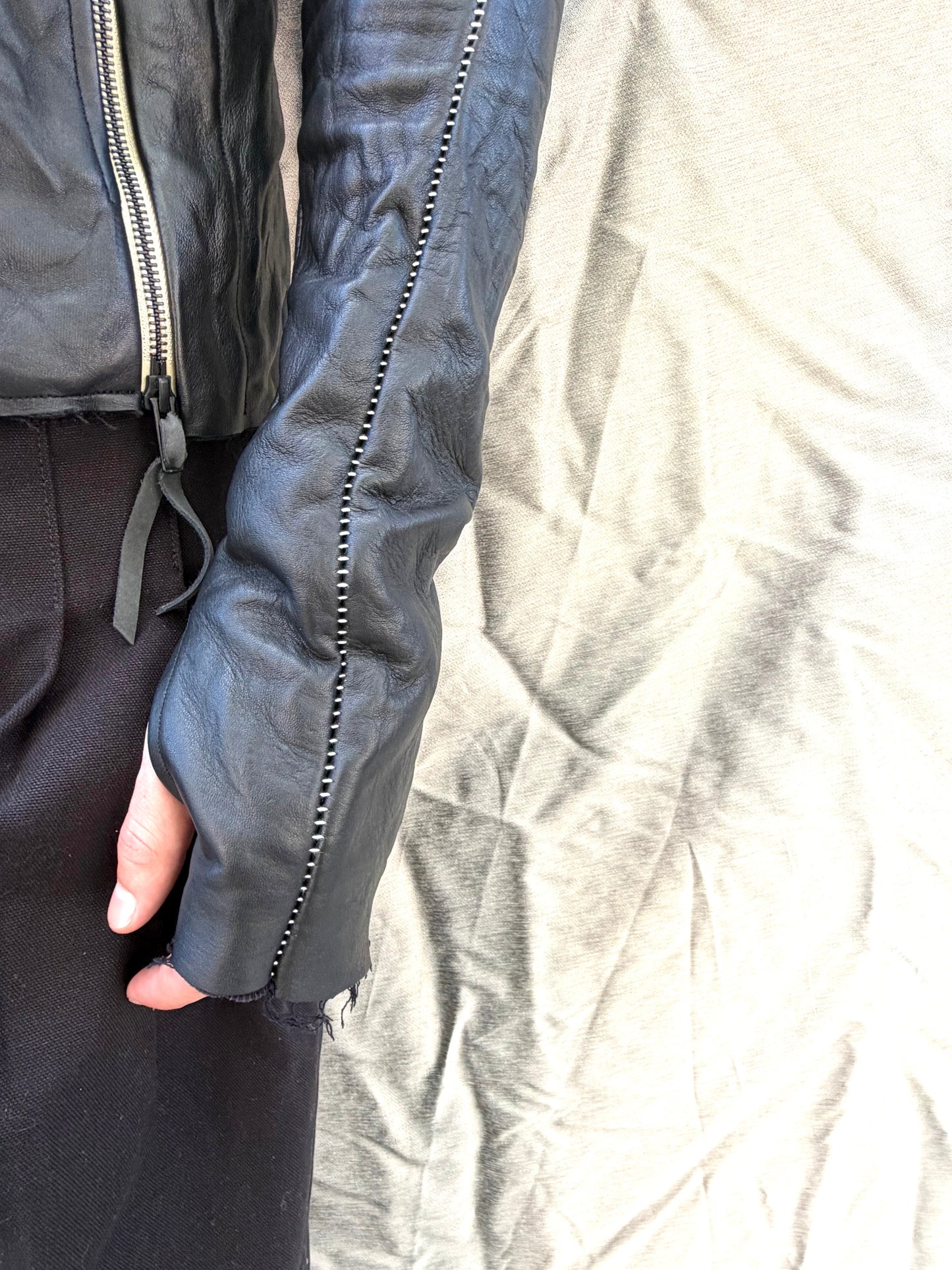 FW25 || TYPE III HIGH NECK LEATHER JACKET || CALF + COTTON